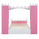 Castle Shaped Bed With Storage Shelf, Dreamy Platform Bed For Kids Bedroom