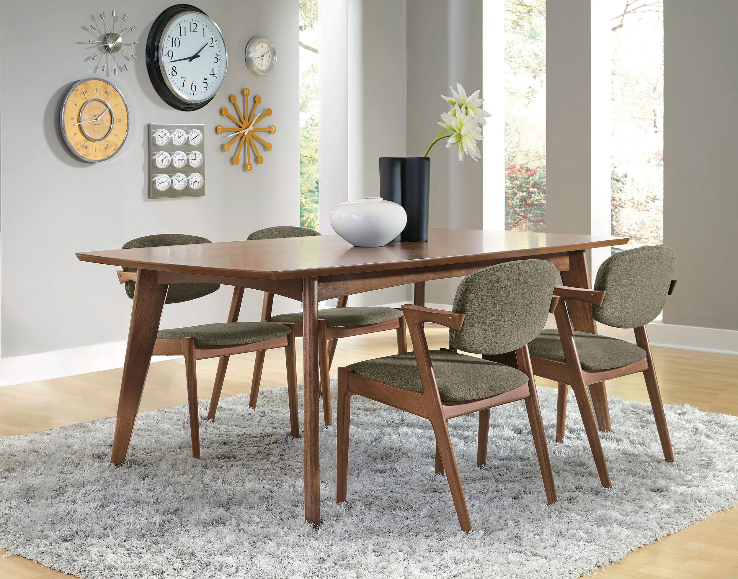 Malone 5-piece Rectangular Dining Table Set Dark Walnut — view 1