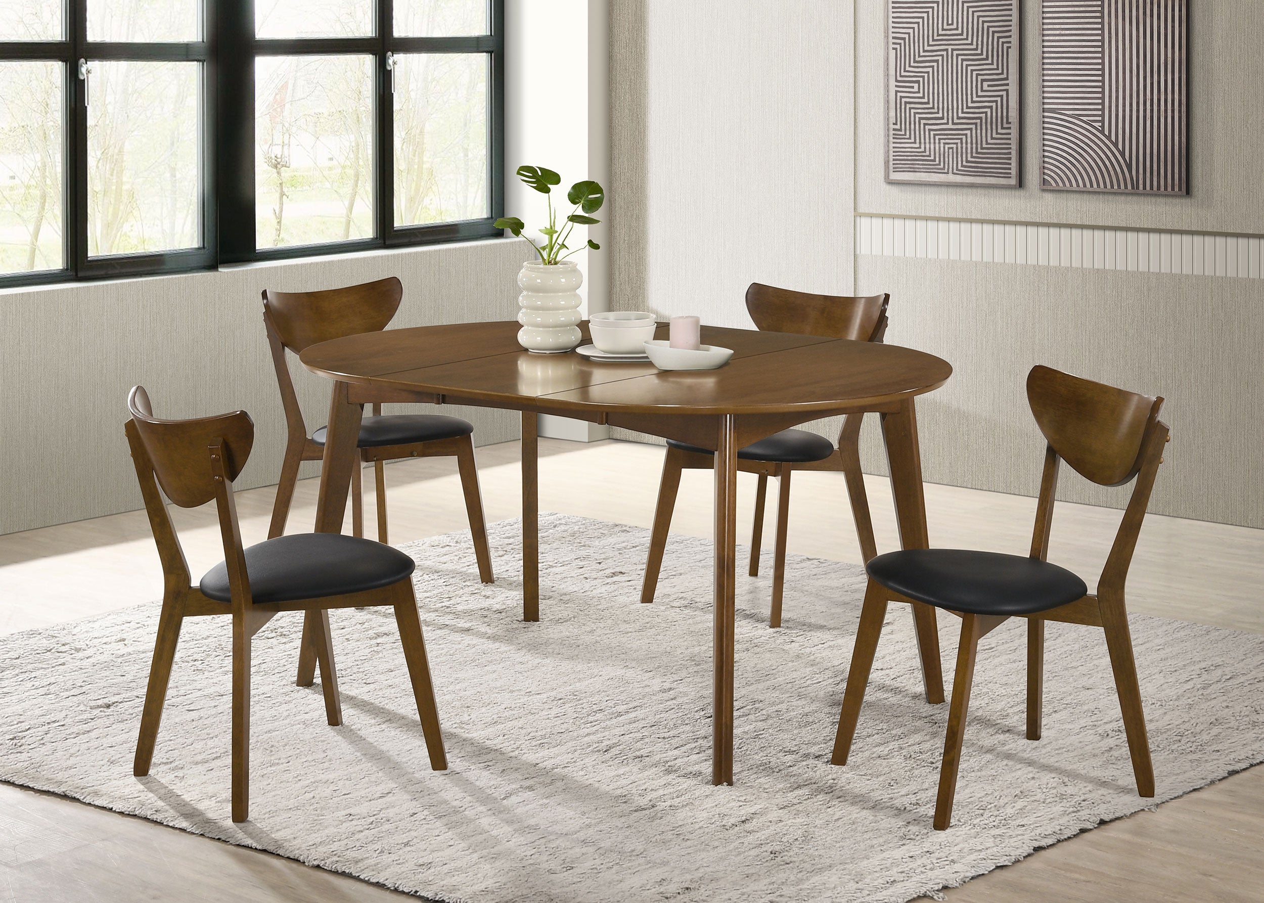 Jedda Oval 60-inch Extension Leaf Dining Table Dark Walnut — view 9