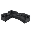 L-Shaped Sofa Sectional Sofa Couch Pull-Out Sofa Bed With Charging Devices And Cup Holders For Living Room