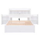 Storage Platform Bed With Pull Out Shelves, Trundle, And 2 Drawers