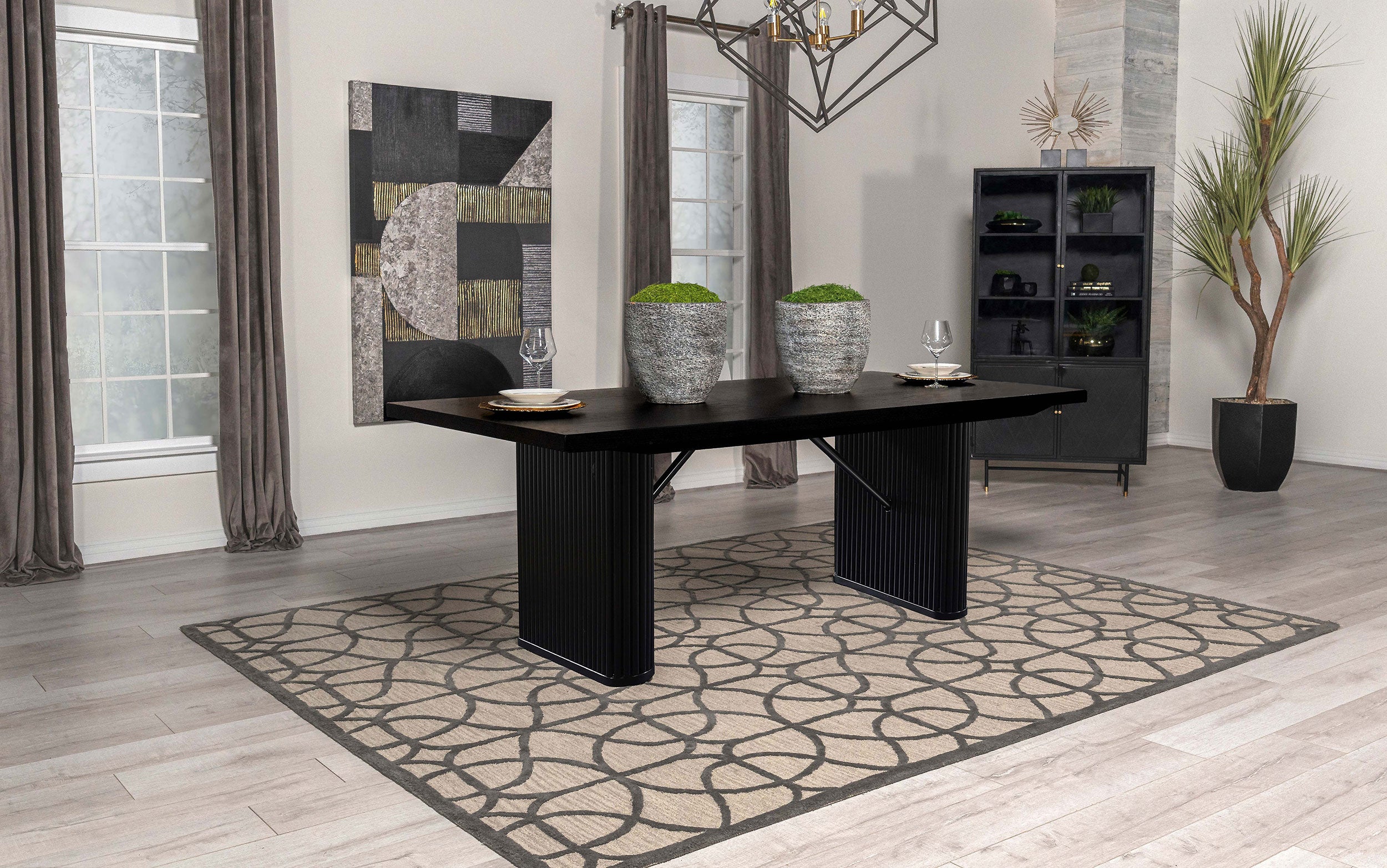Catherine Rectangular 84-inch Wood Dining Table Black — view 2