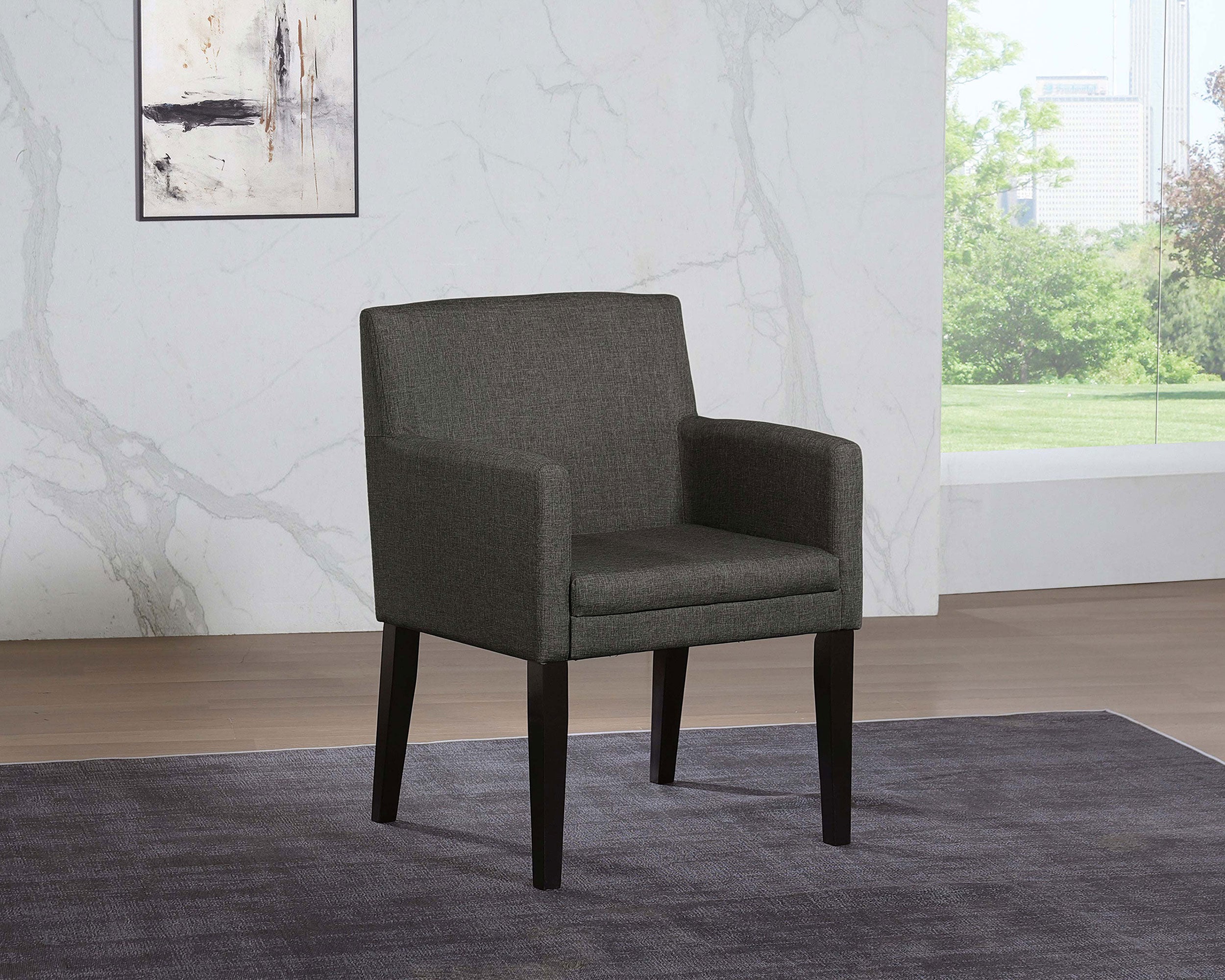Catherine Upholstered Dining Arm Chair Grey (Set of 2) — view 2