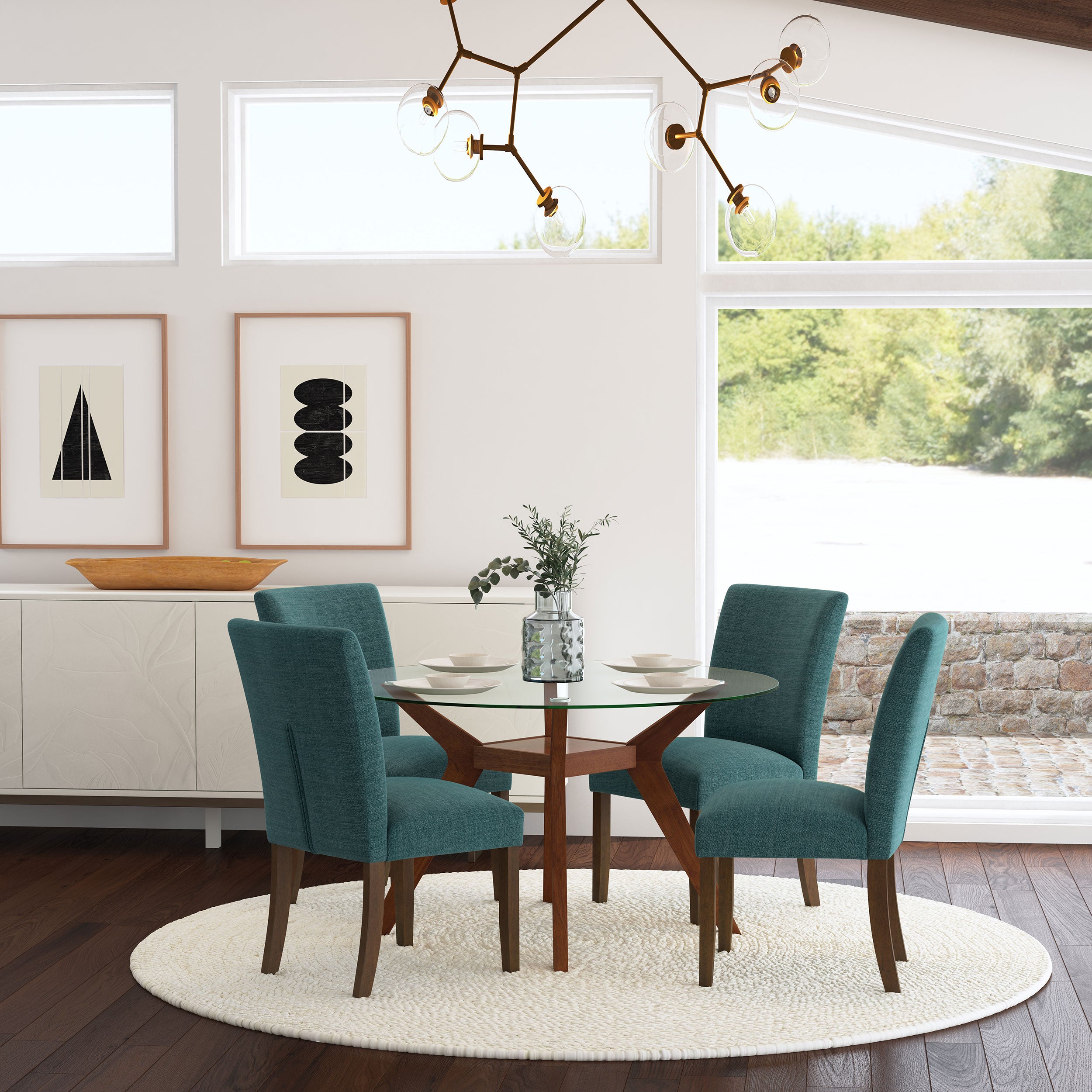 Paxton Upholstered Dining Side Chair Teal Blue (Set of 2) — view 14