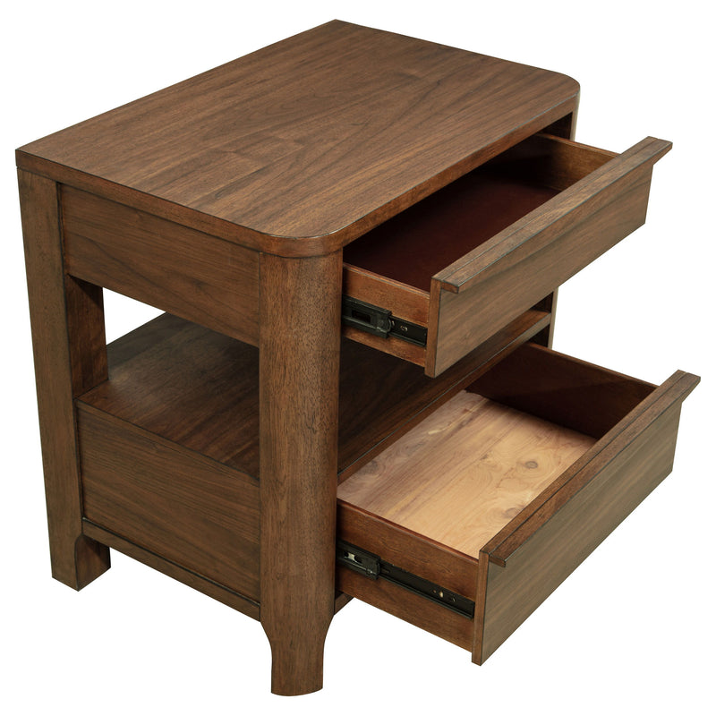 Maderia - 2-Drawer Nightstand Bedside Table - Walnut