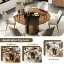 Modern Round Dining Table Set With Glass Top And Steel Legs