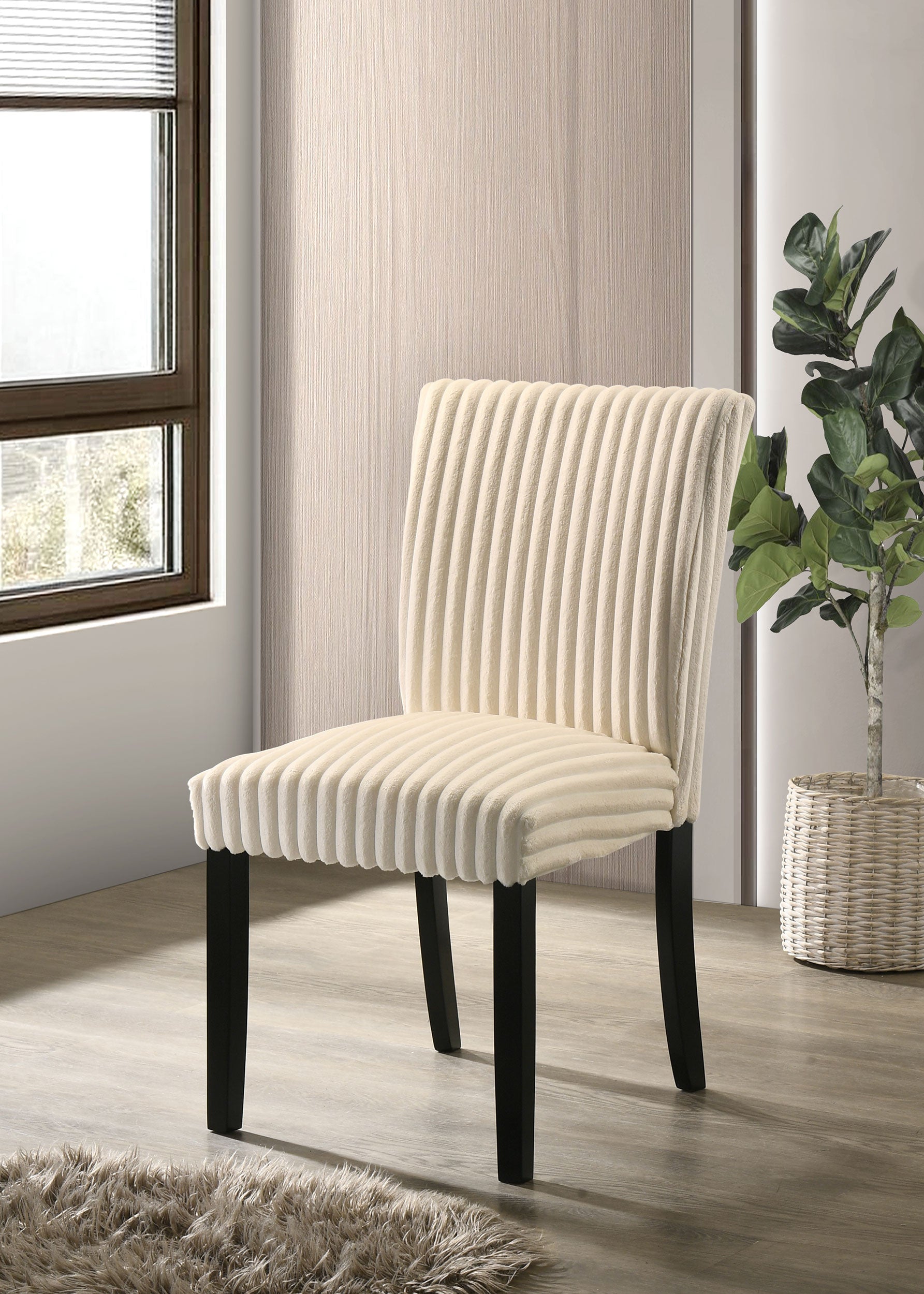 Dermott Upholstered Parson Dining Side Chair Cream (Set of 2) — view 2