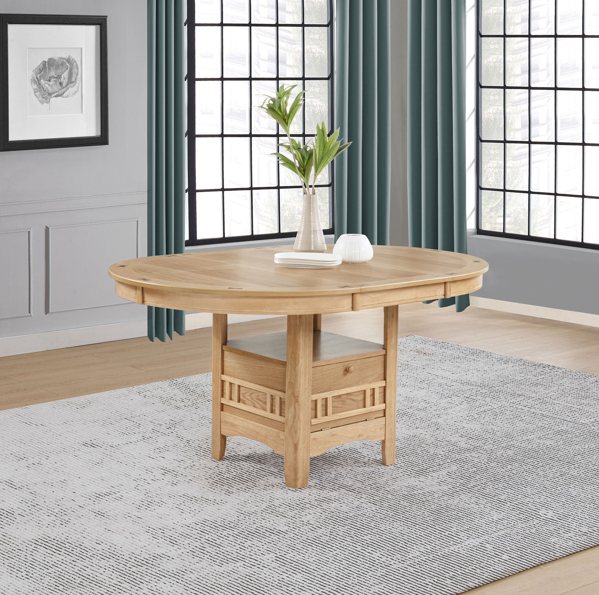 Lavon Oval 60-inch Wood Extension Leaf Dining Table Light Oak — view 2