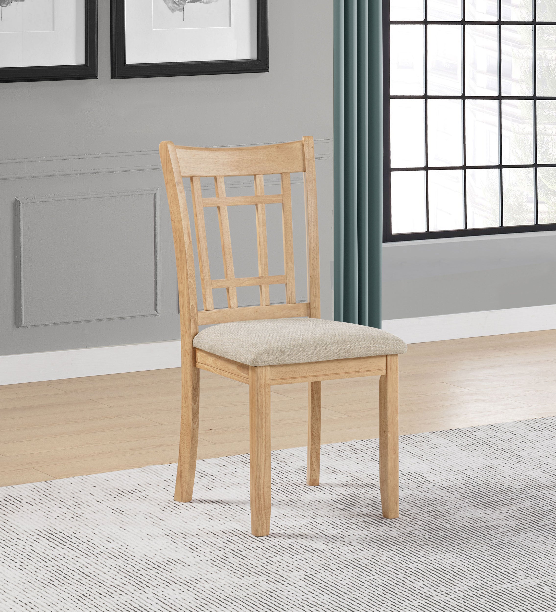 Lavon Wood Dining Side Chair Linen and Light Oak (Set of 2) — view 2