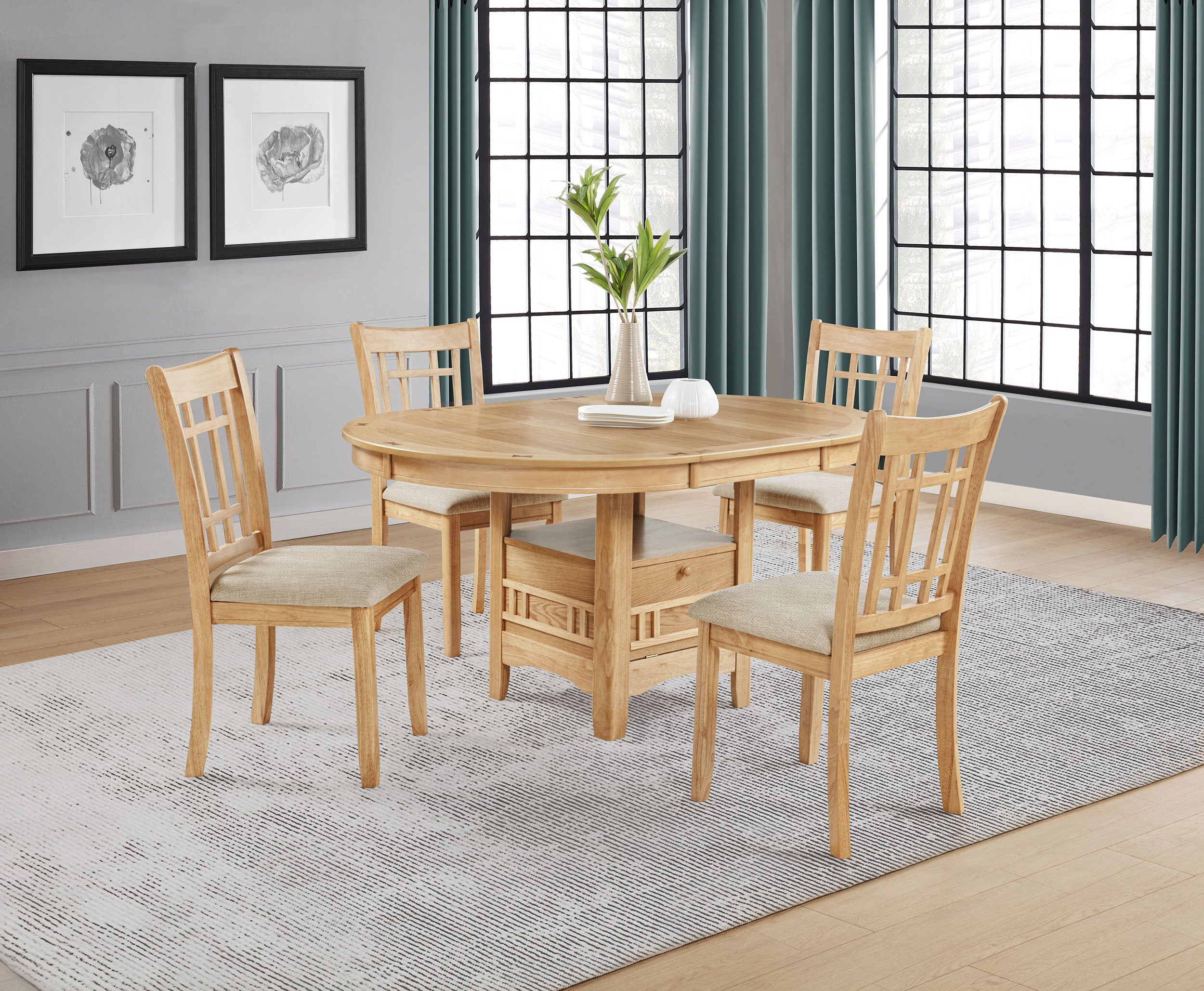 Lavon Wood Dining Side Chair Linen and Light Oak (Set of 2) — view 15