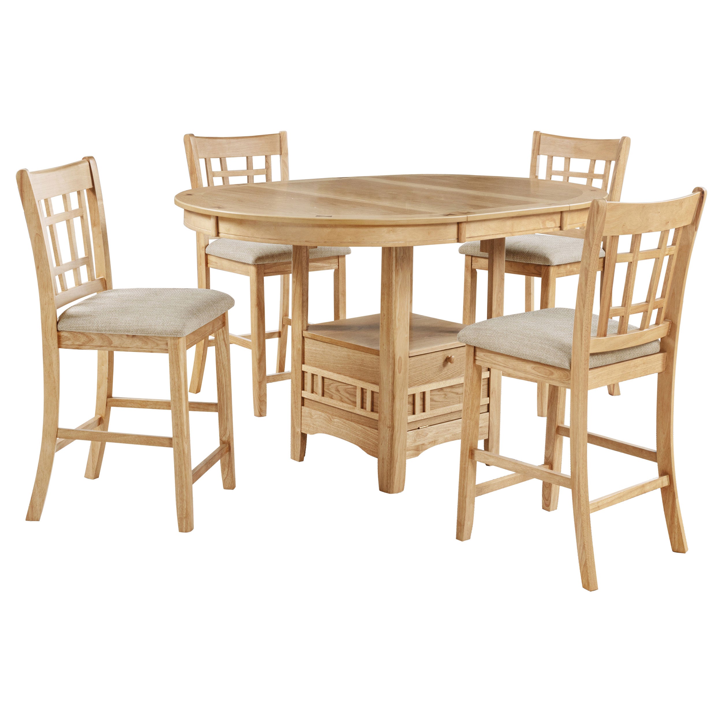 Lavon 5-piece Oval Counter Height Dining Set Light Oak — view 2