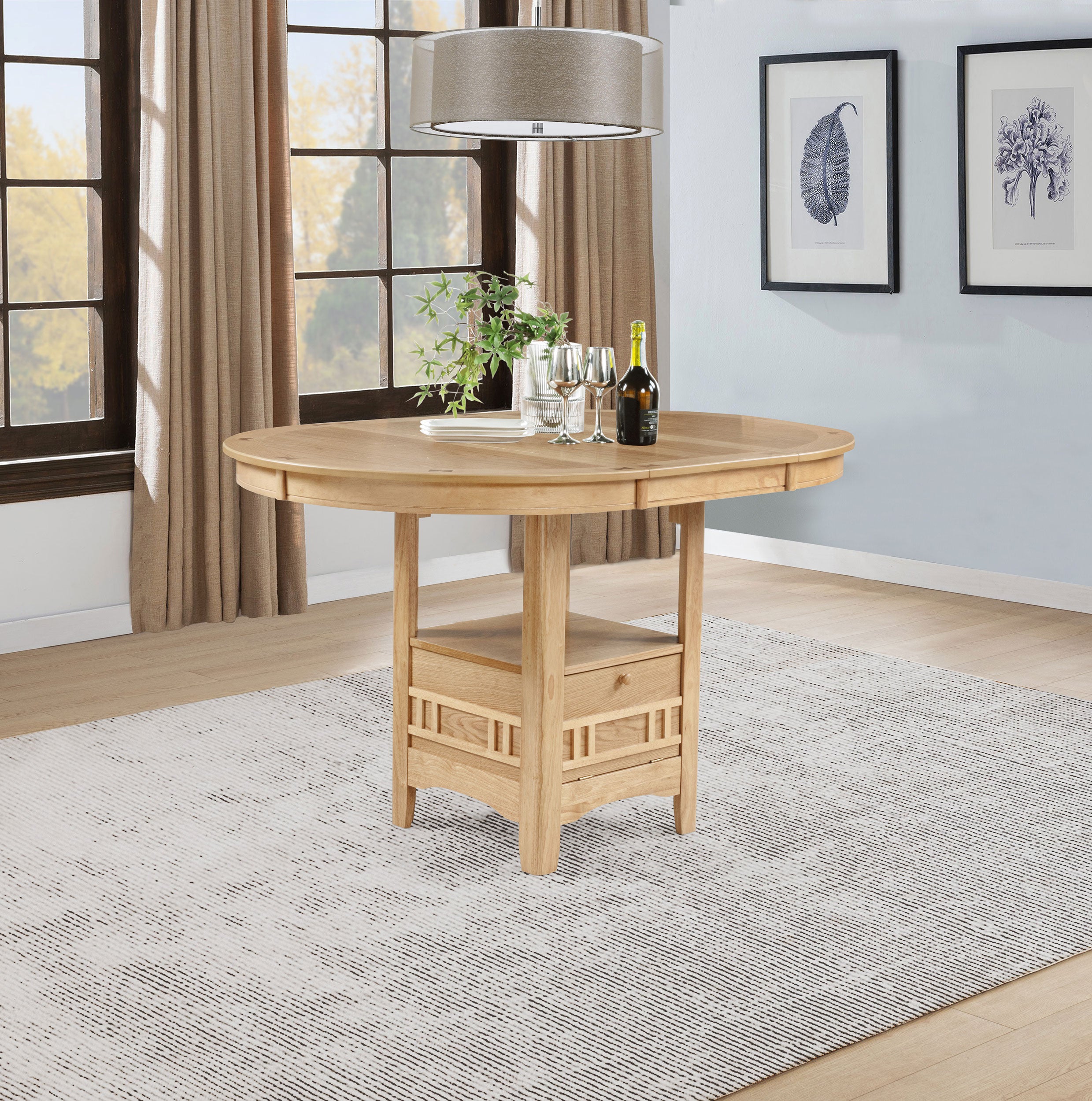 Lavon Oval 60-inch Counter Height Extension Dining Table Light Oak — view 2