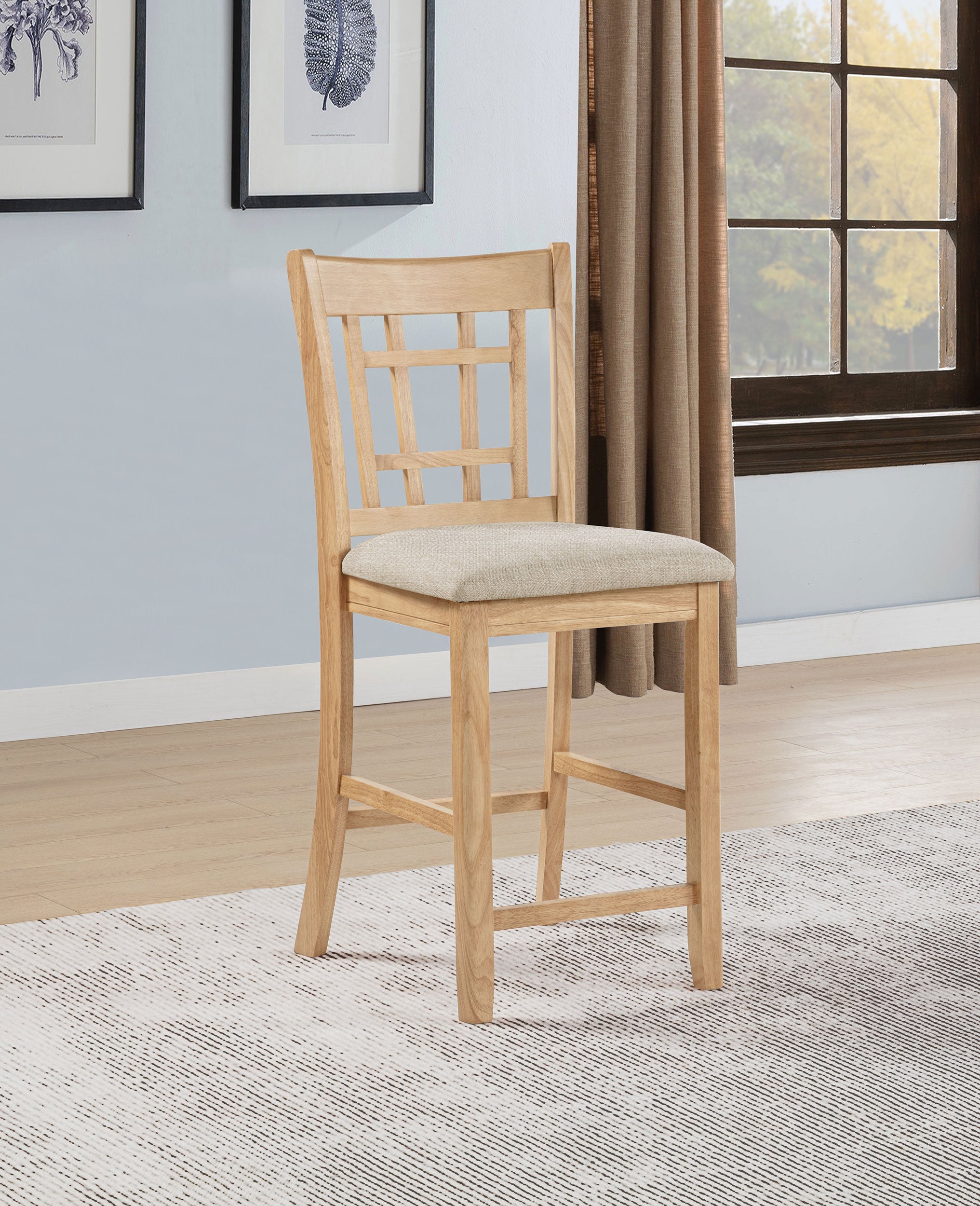 Lavon Wood Counter Height Dining Chair Linen and Light Oak (Set of 2) — view 2