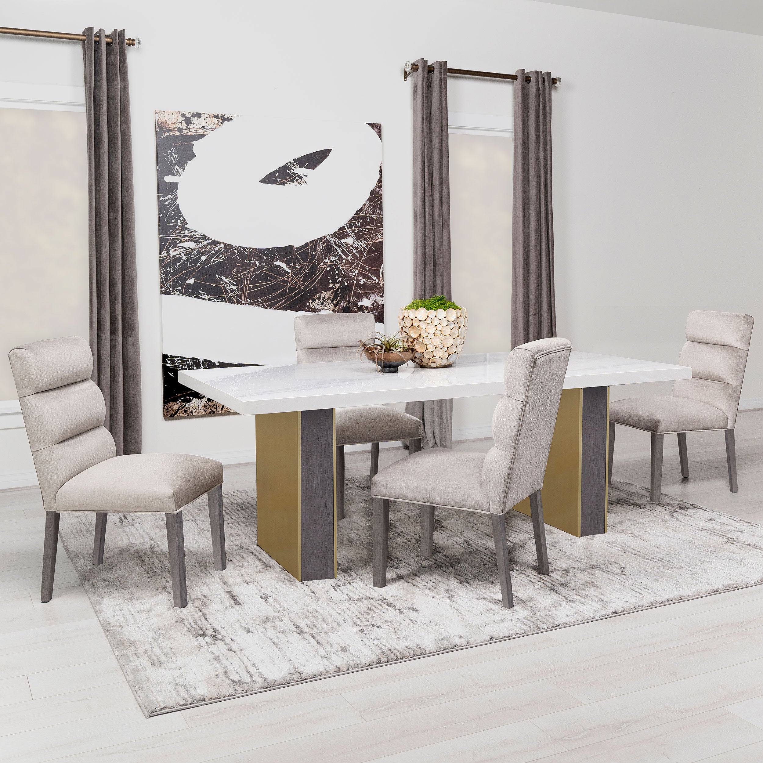 Carla Velvet Upholstered Dining Side Chair Stone (Set of 2) — view 18