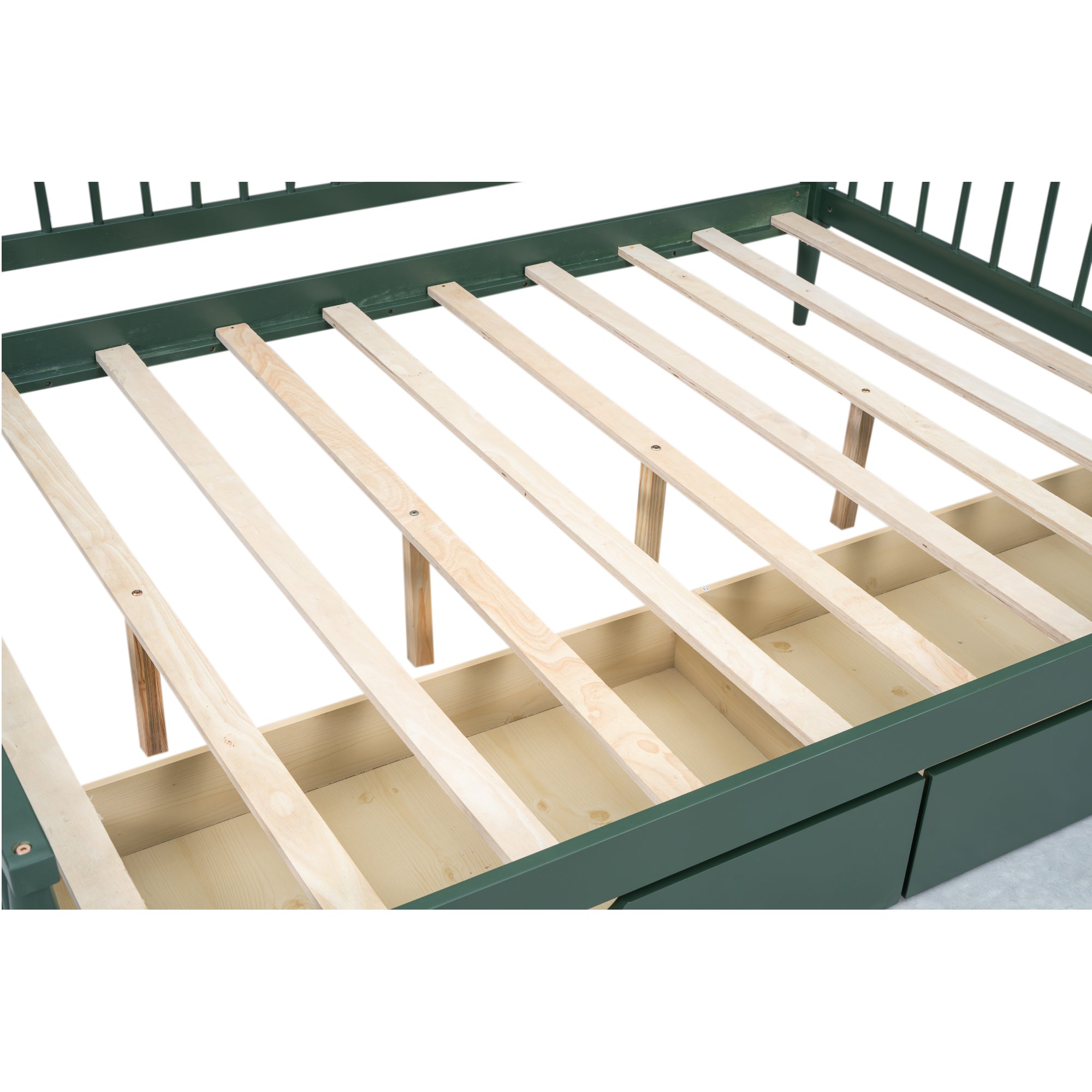 Full Size Daybed with Two Storage Drawers and Support Legs, Green - Atlantic Fine Furniture Melbourne FL