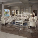 Vendome - Loveseat With 3 Pillows - Champagne Synthetic Leather & Antique Pearl