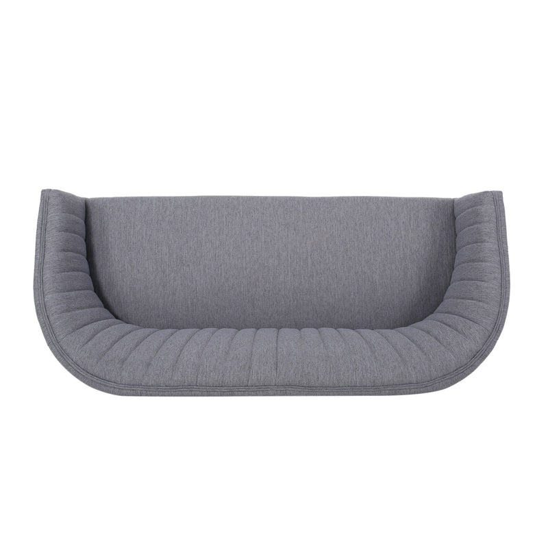 Mid Century Modern Loveseat With Channel Stitched Backrest
