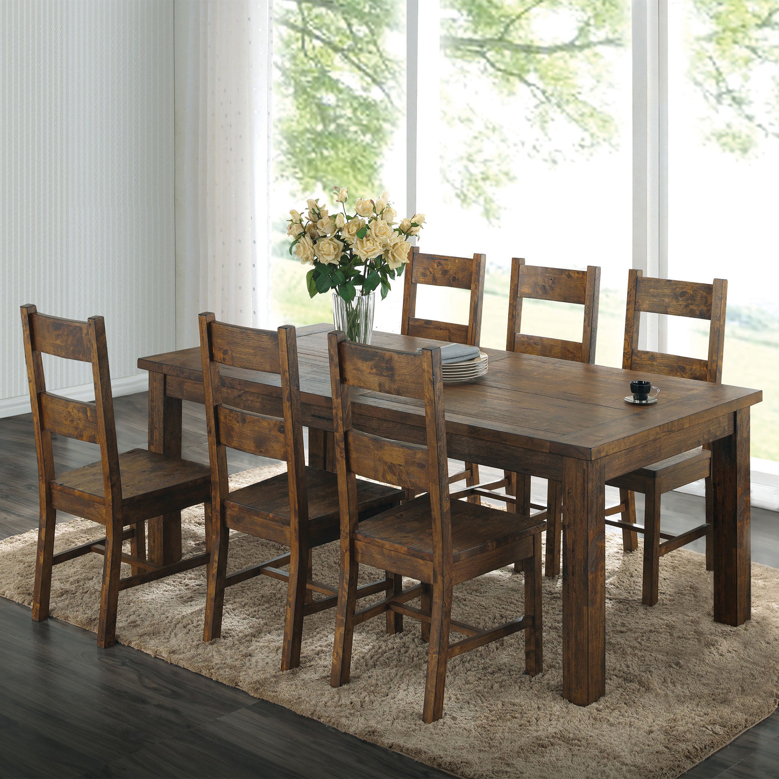 Coleman 7-piece Rectangular Dining Set Rustic Golden Brown — view 1