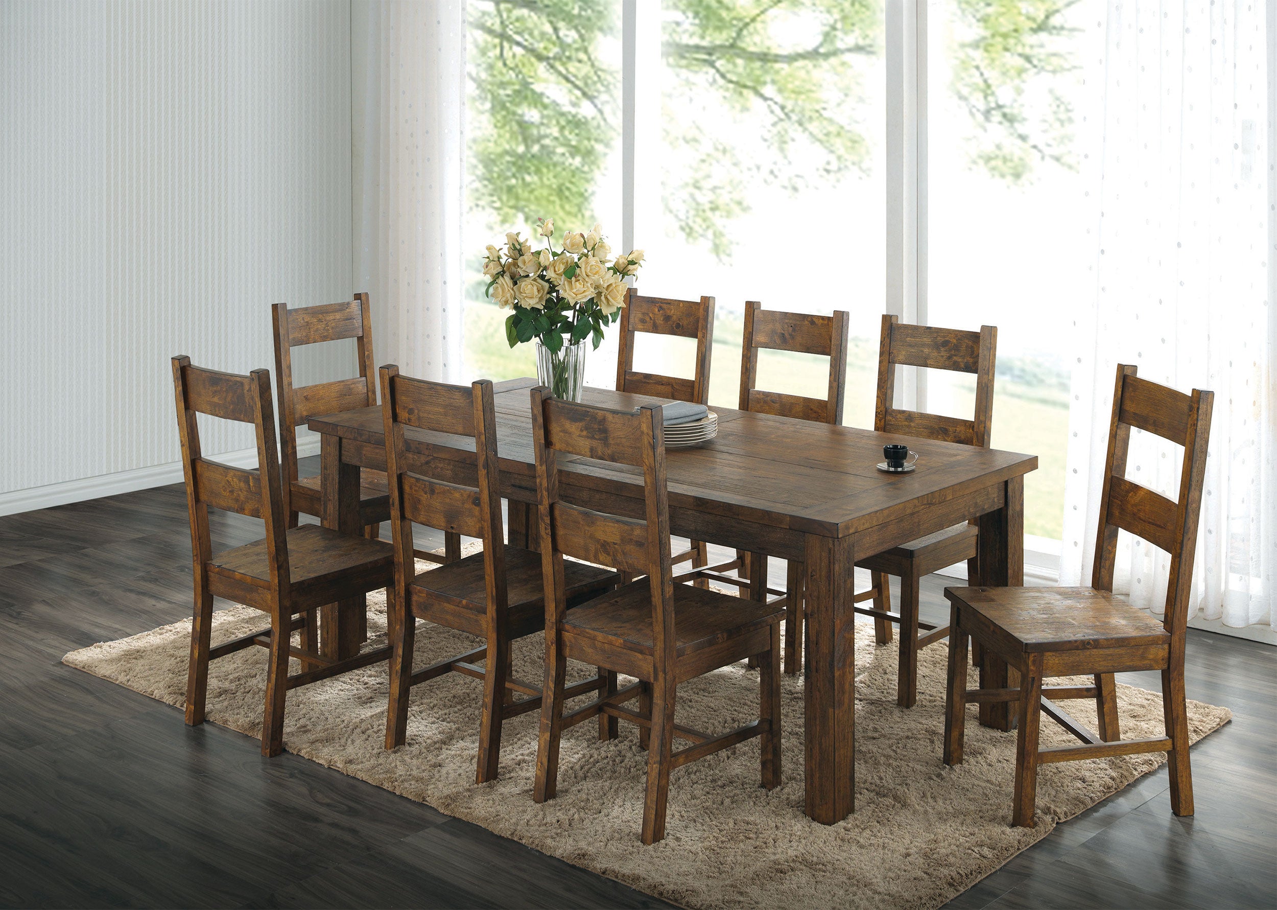 Coleman 9-piece Rectangular Dining Set Rustic Golden Brown — view 1