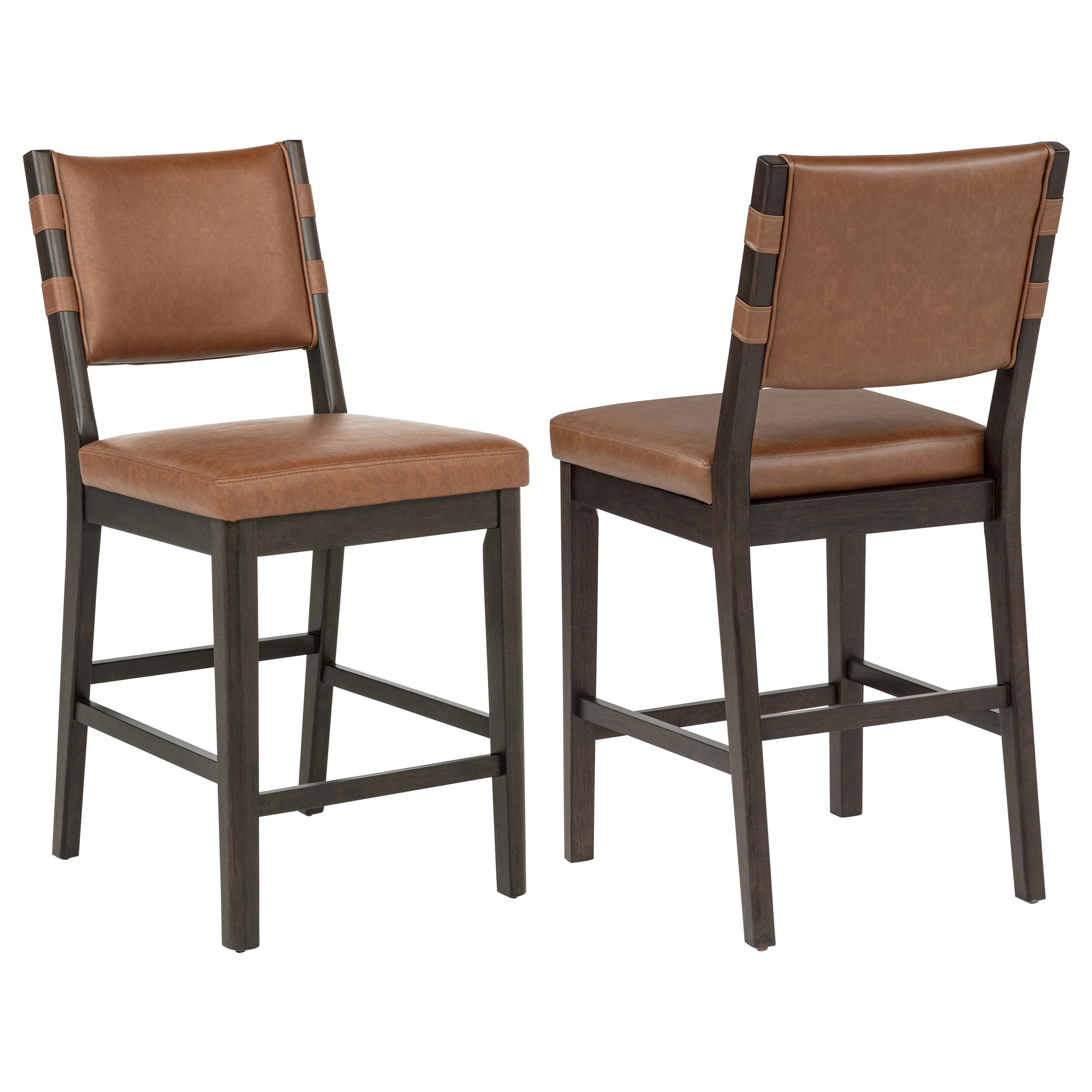 Tegan Faux Leather Upholstered Counter Height Chair Cognac (Set of 2) — view 2