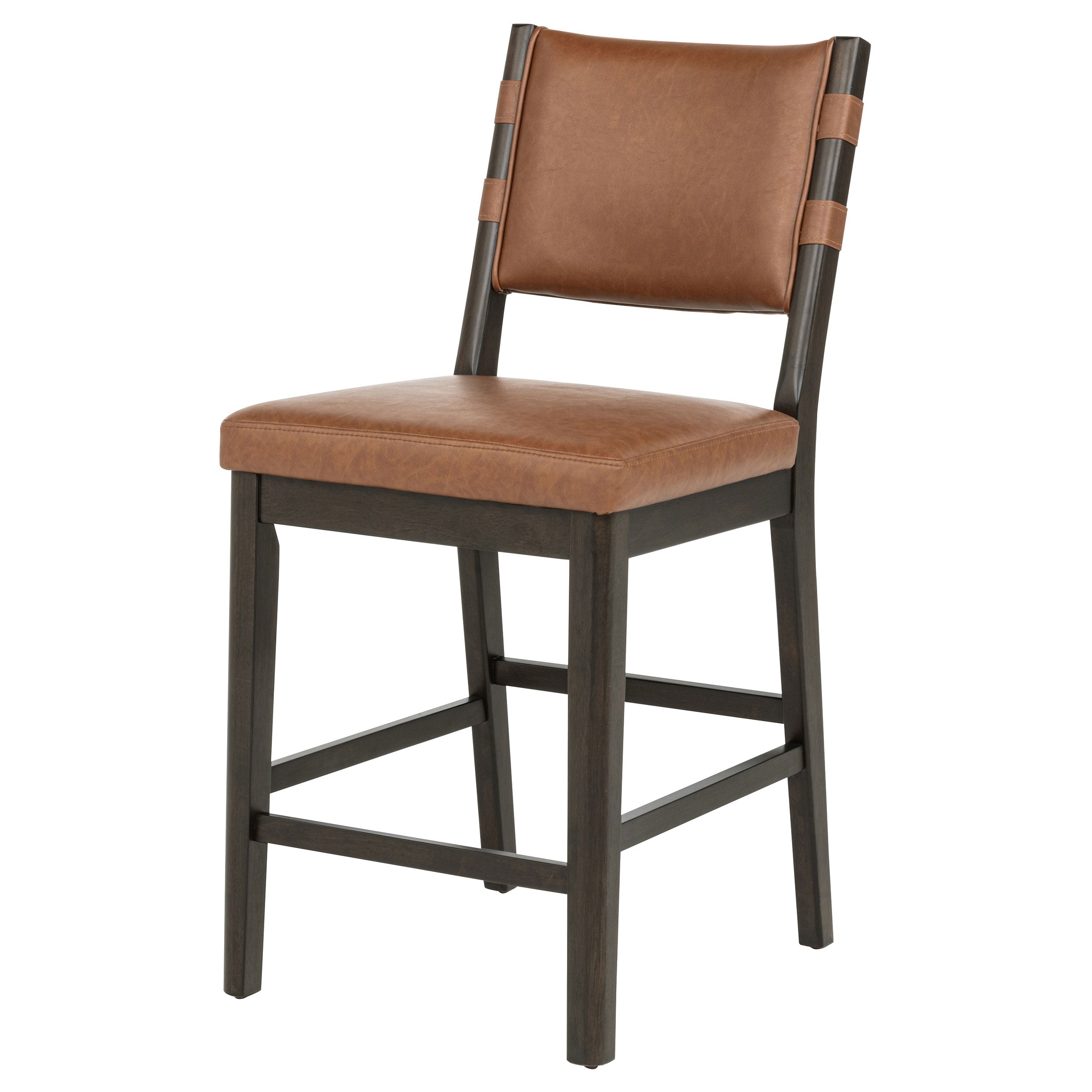 Tegan Faux Leather Upholstered Counter Height Chair Cognac (Set of 2) — view 4