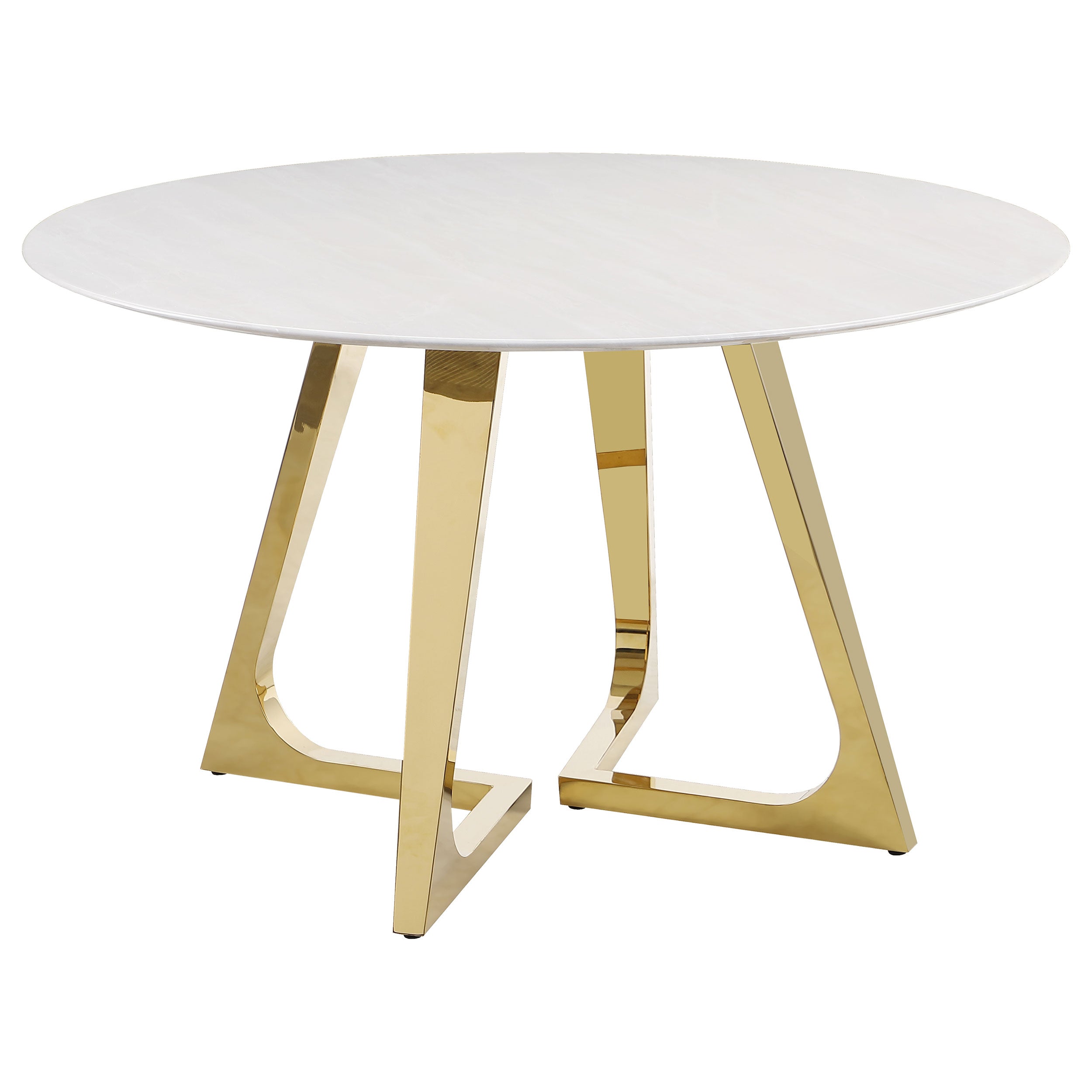 Gwynn Round 51-inch Marble Stainless Steel Dining Table Gold — view 1