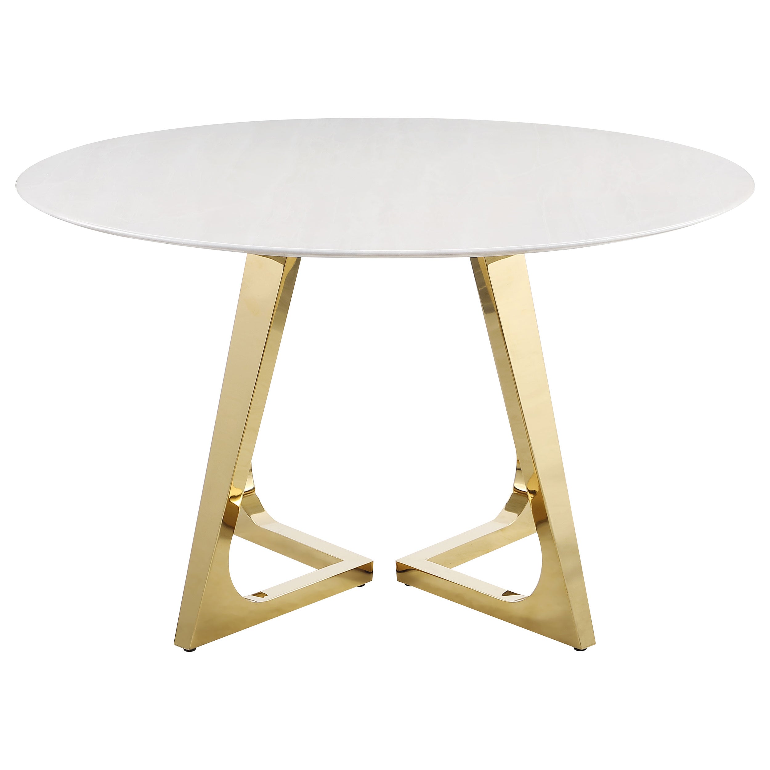 Gwynn Round 51-inch Marble Stainless Steel Dining Table Gold — view 3