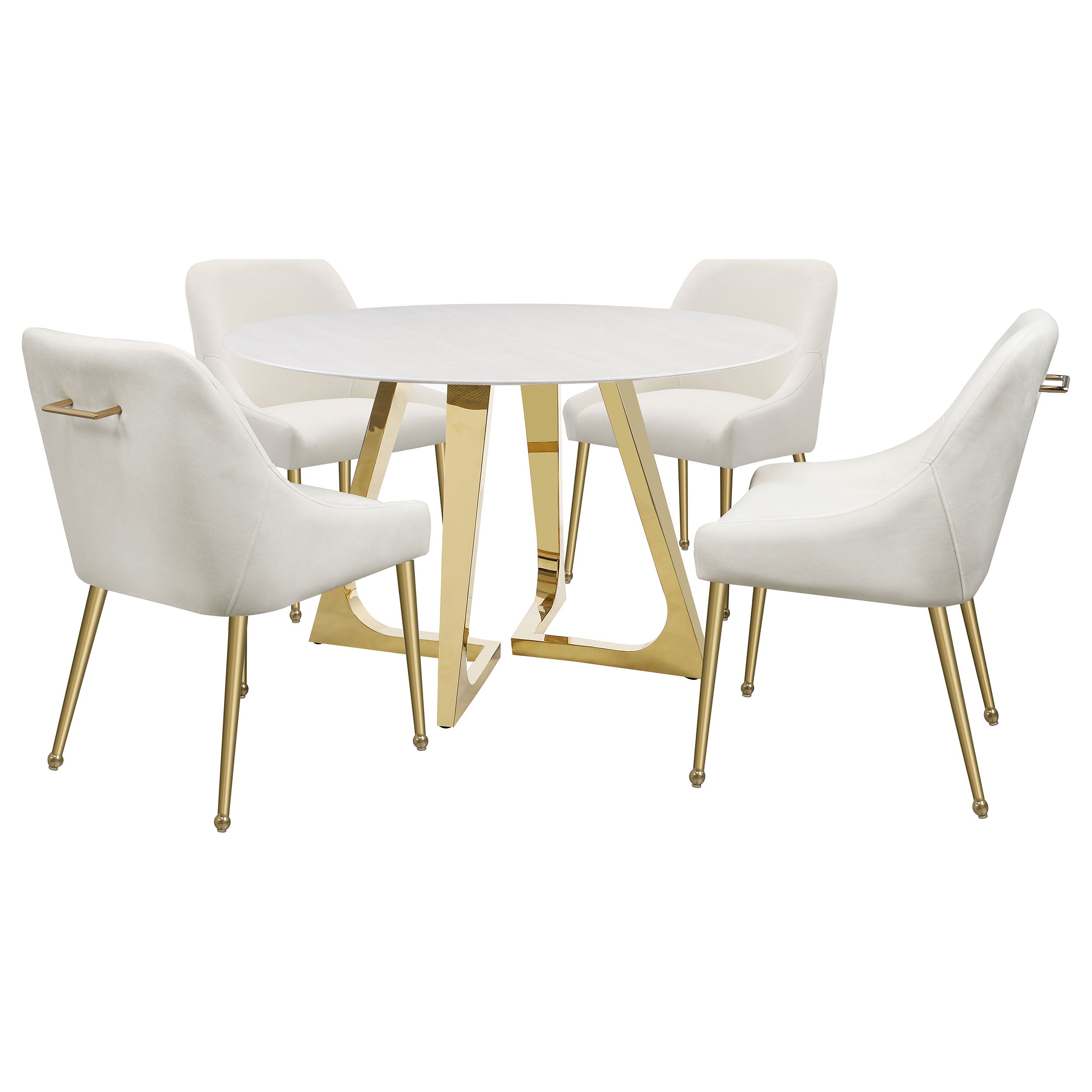 Gwynn Round 51-inch Marble Stainless Steel Dining Table Gold — view 7