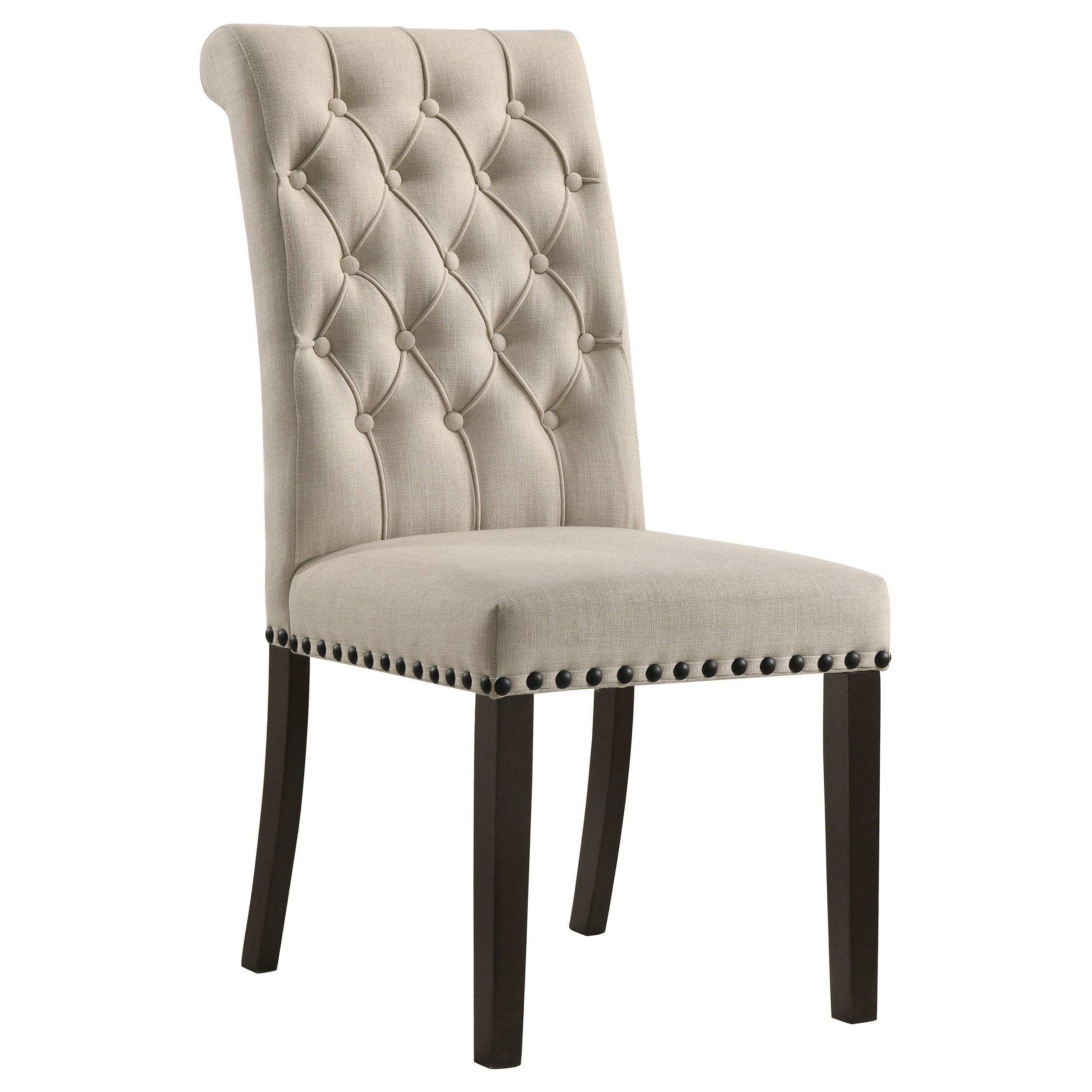 Alana Upholstered Dining Side Chair Beige Smokey Black (Set of 2) — view 2