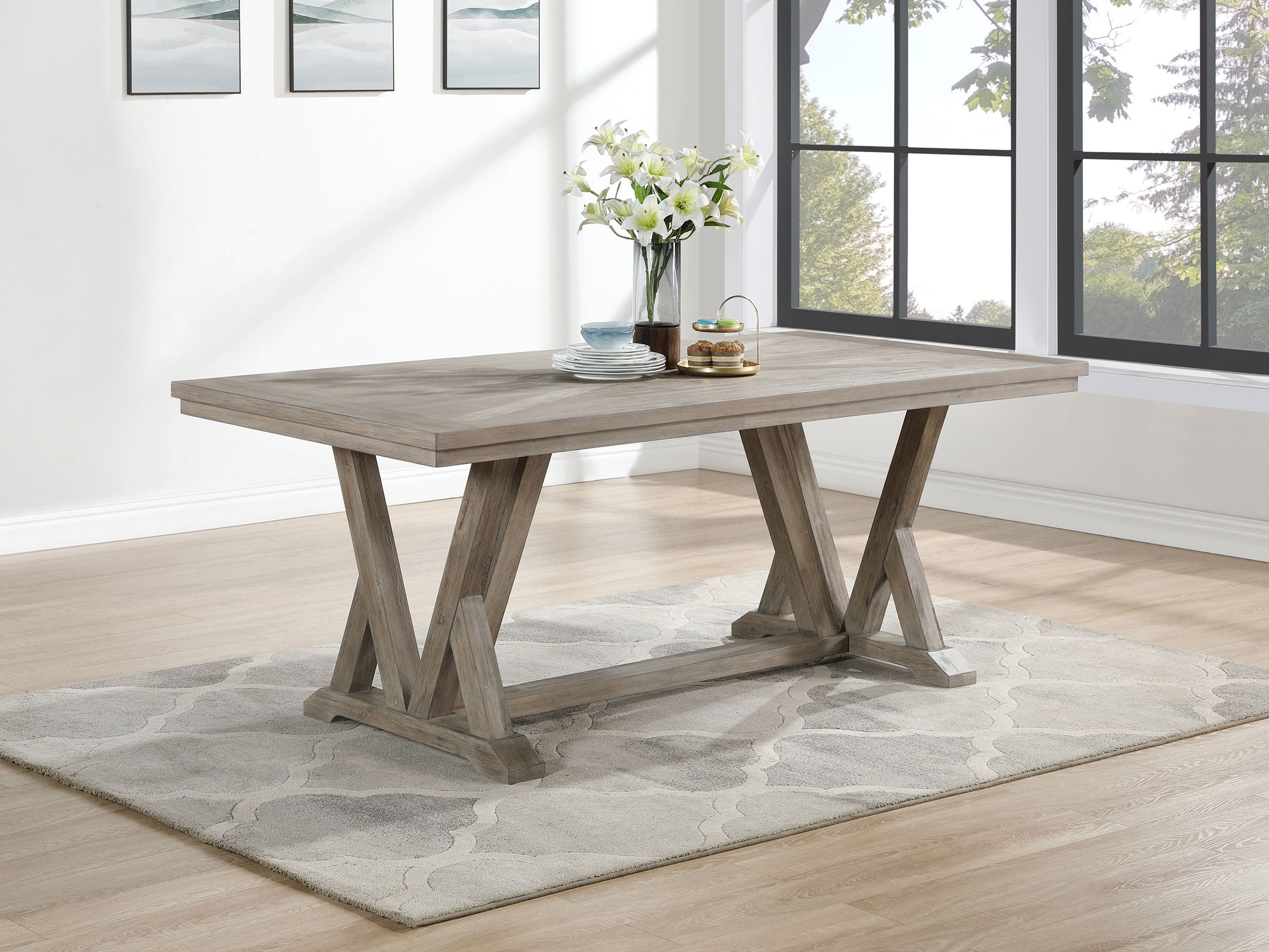 Cornelia Rectangular 82-inch Dining Table Coastal Grey — view 2