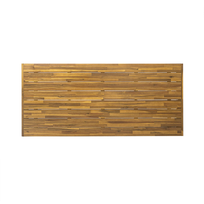 Acacia Wood Patio Dining Table, 69"L Rectangle Outdoor Table - Teak / Black