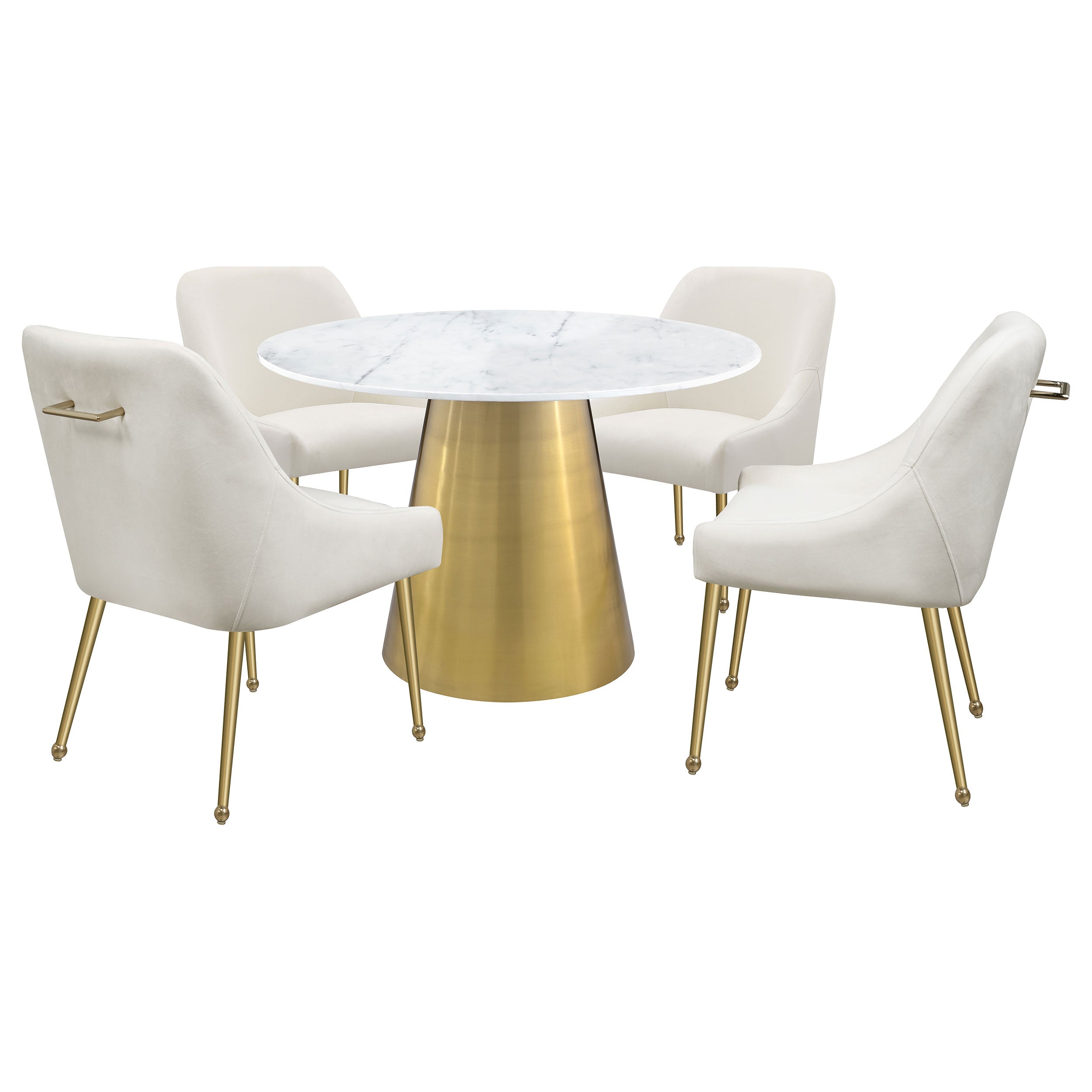 Ambrose Round 50-inch Marble Top Dining Table Brushed Gold  — view 4