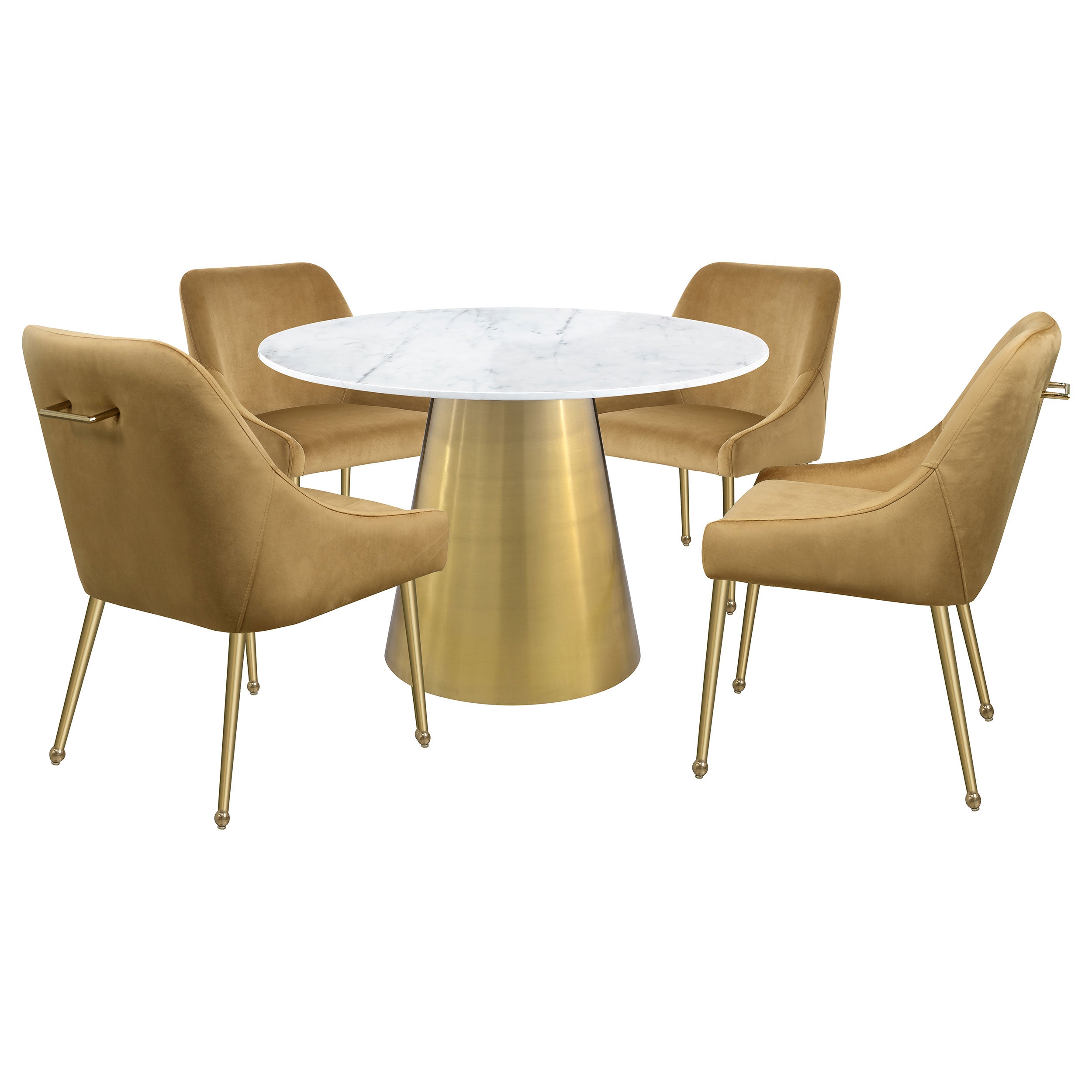Ambrose Round 50-inch Marble Top Dining Table Brushed Gold  — view 5