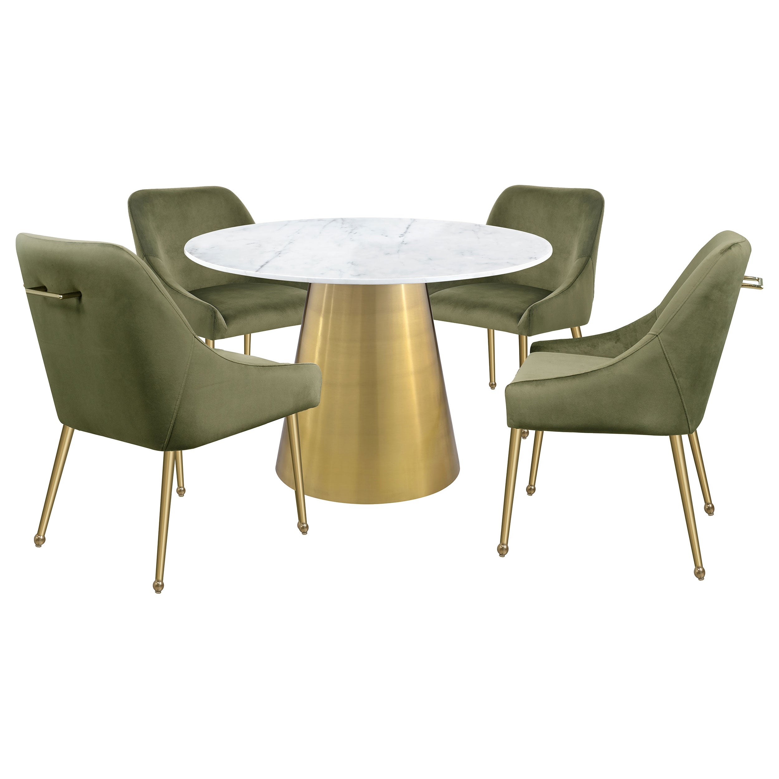 Ambrose Round 50-inch Marble Top Dining Table Brushed Gold  — view 6