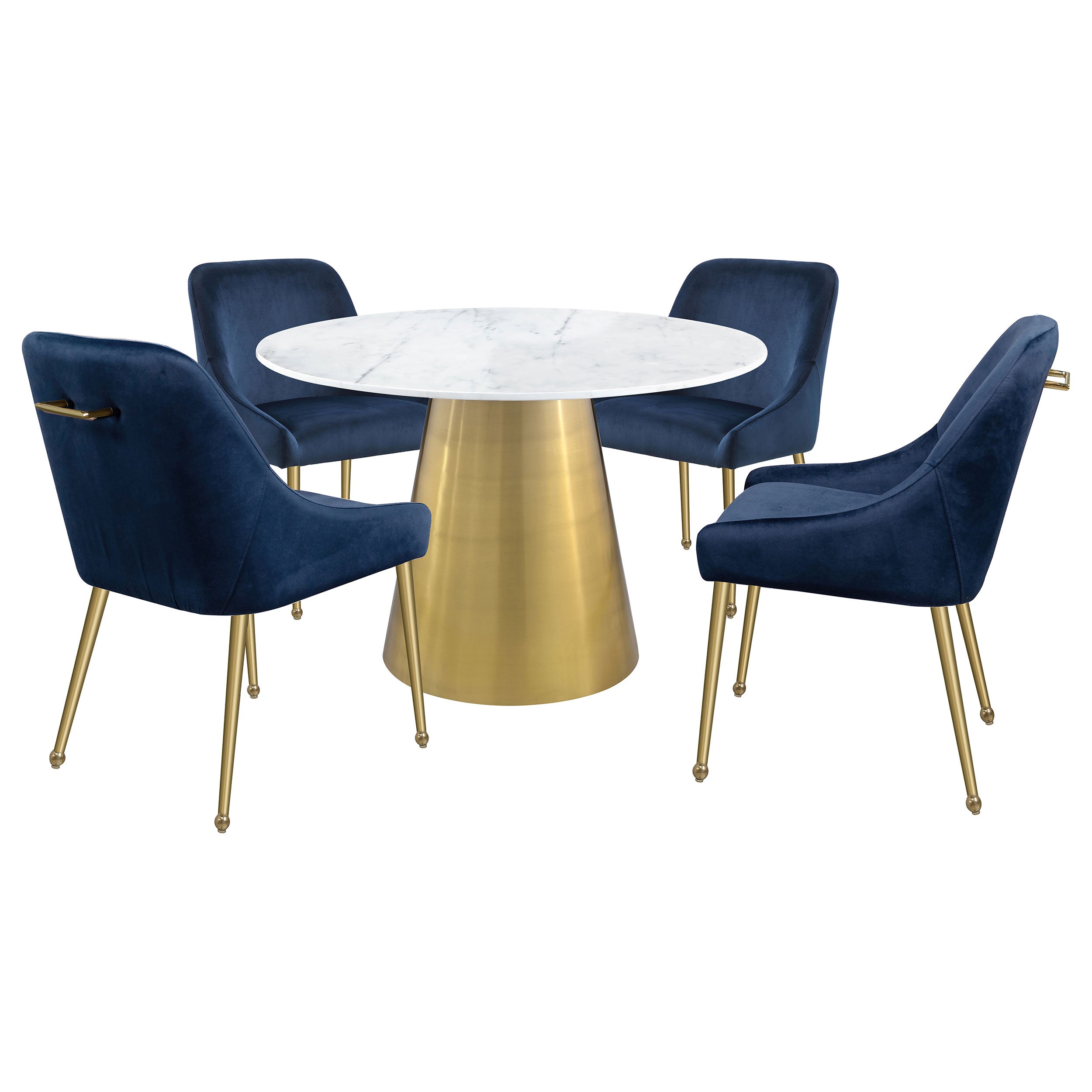 Ambrose Round 50-inch Marble Top Dining Table Brushed Gold  — view 7