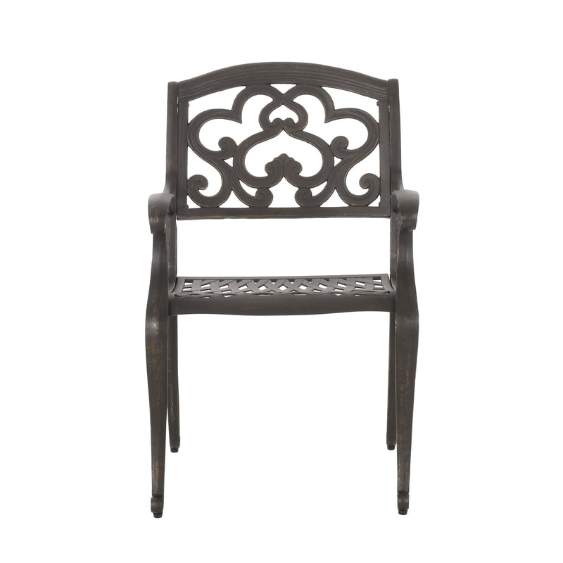 Cast Aluminum Dining Chair With Hand Crafted Details - Copper