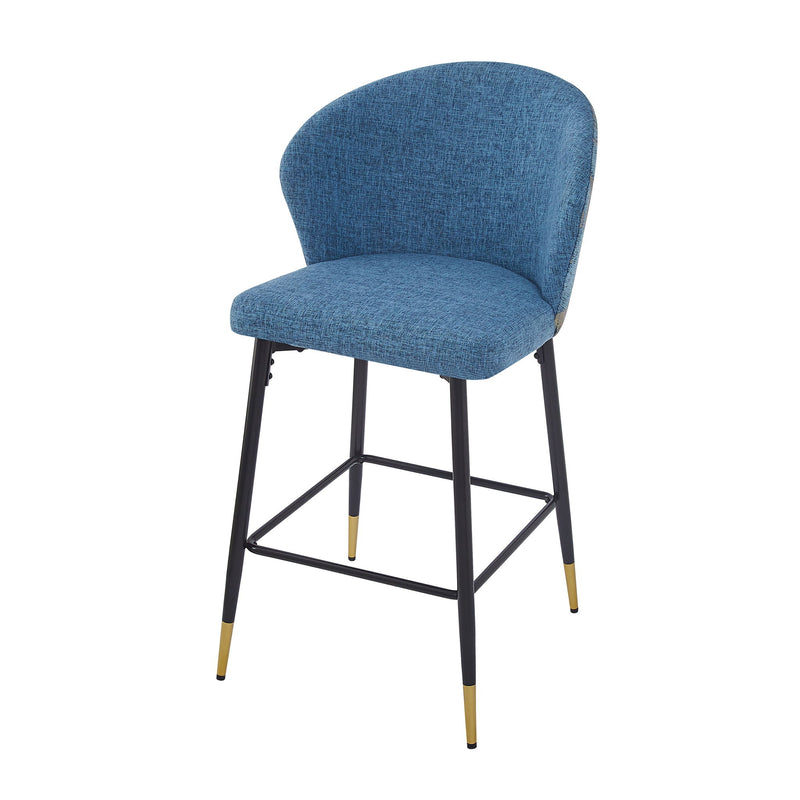 Counter Height Bar Stools (Set of 2), Jacquard Upholstered, Metal Footrest