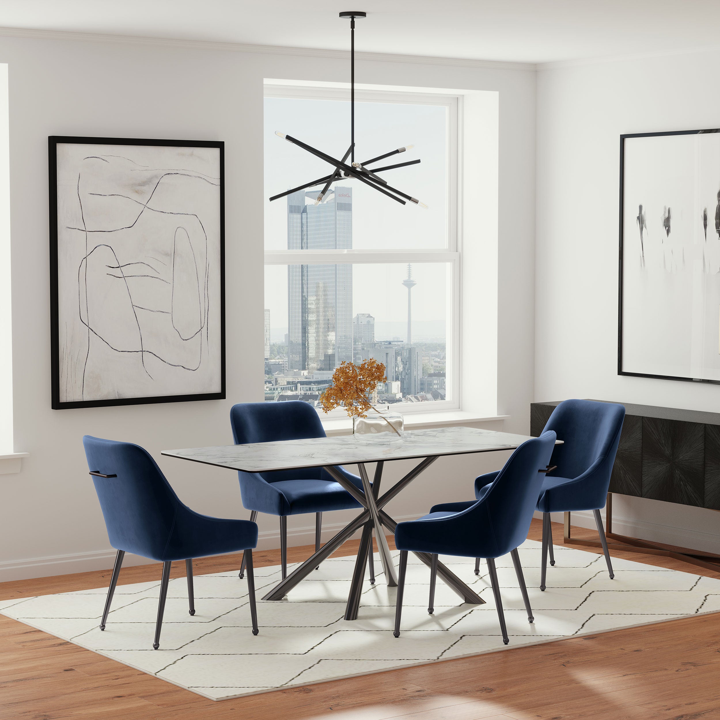 Mayette Upholstered Dining Side Chair Blue (Set of 2) — view 12