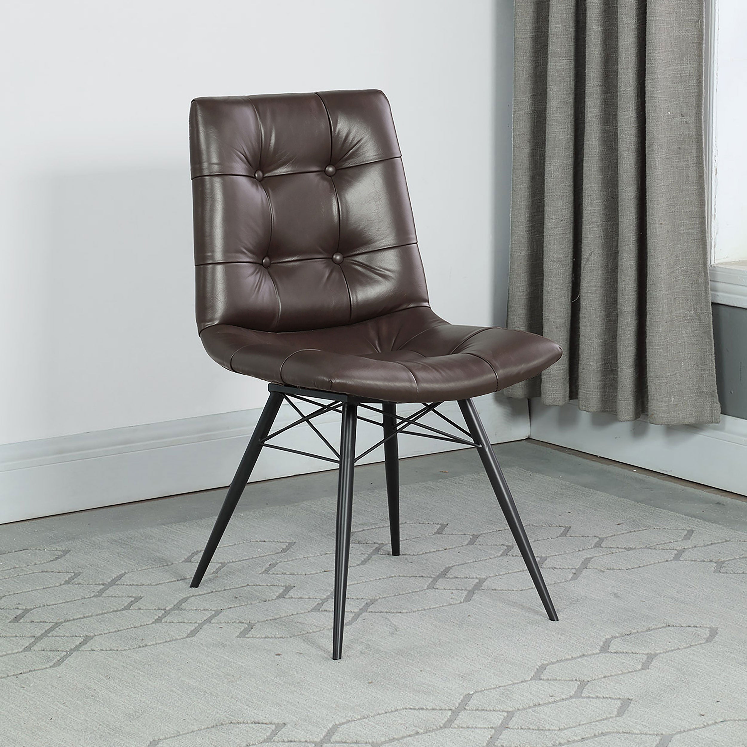 Aiken Faux Leather Upholstered Dining Side Chair Dark Brown (Set of 4) — view 2