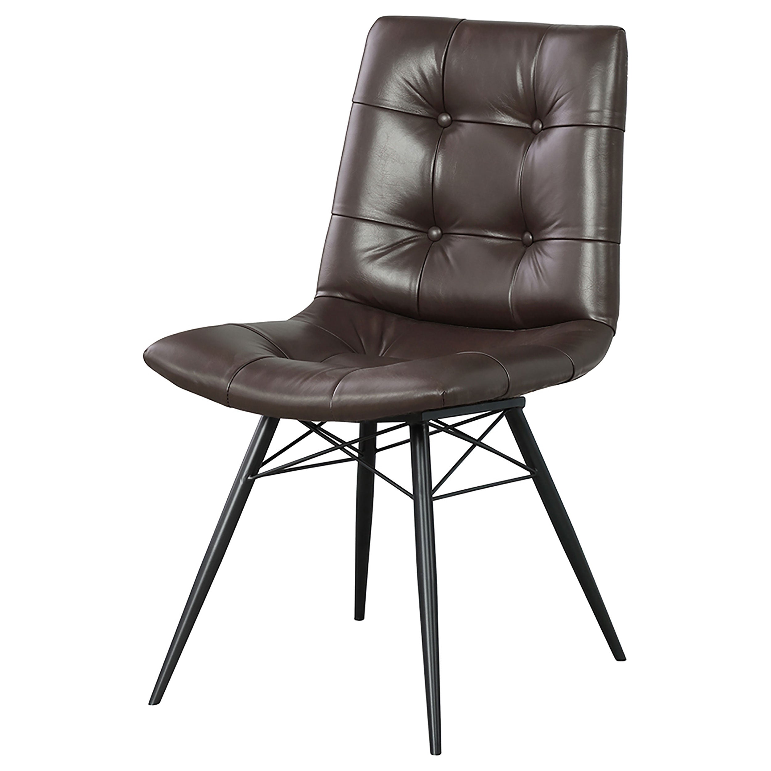 Aiken Faux Leather Upholstered Dining Side Chair Dark Brown (Set of 4) — view 5