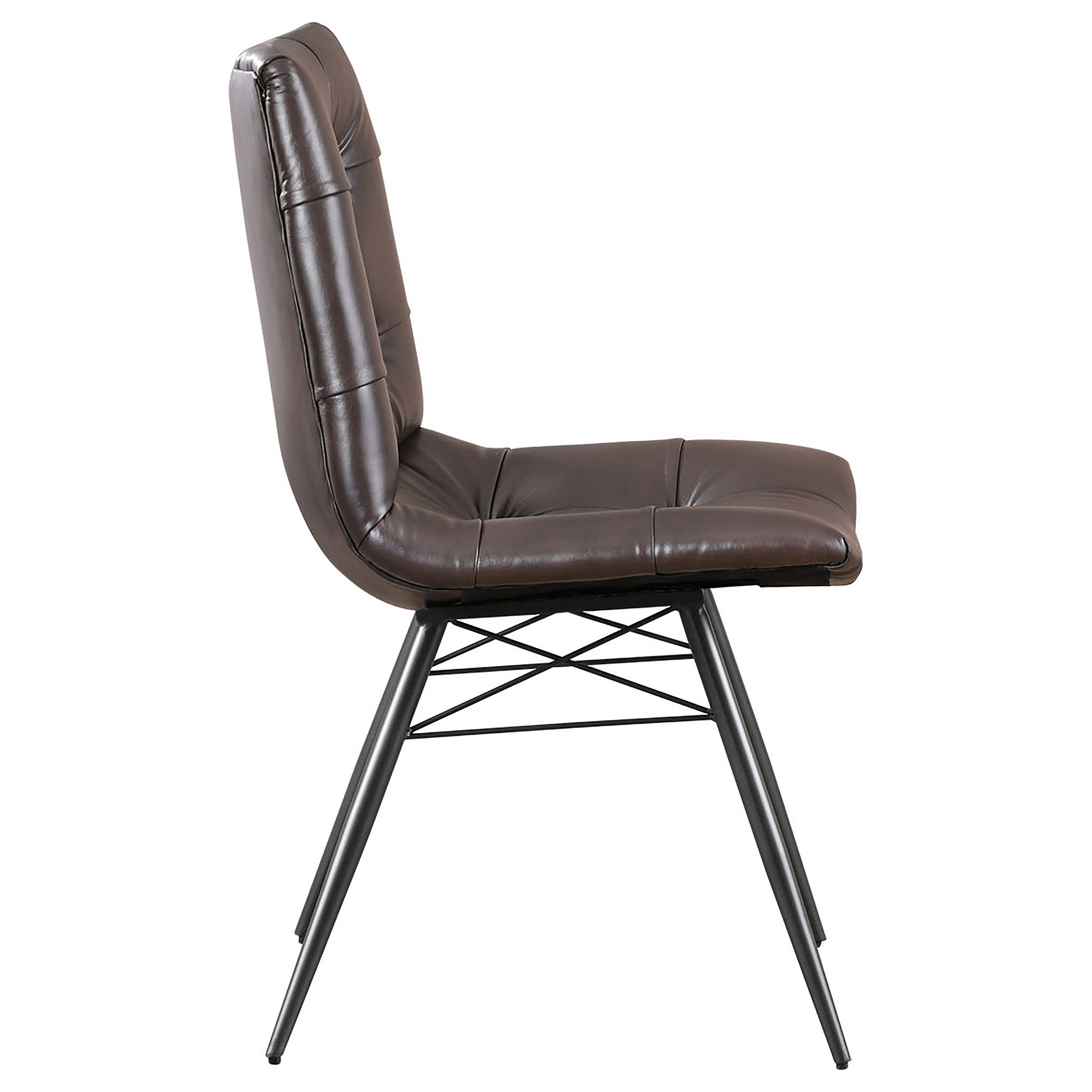 Aiken Faux Leather Upholstered Dining Side Chair Dark Brown (Set of 4) — view 10