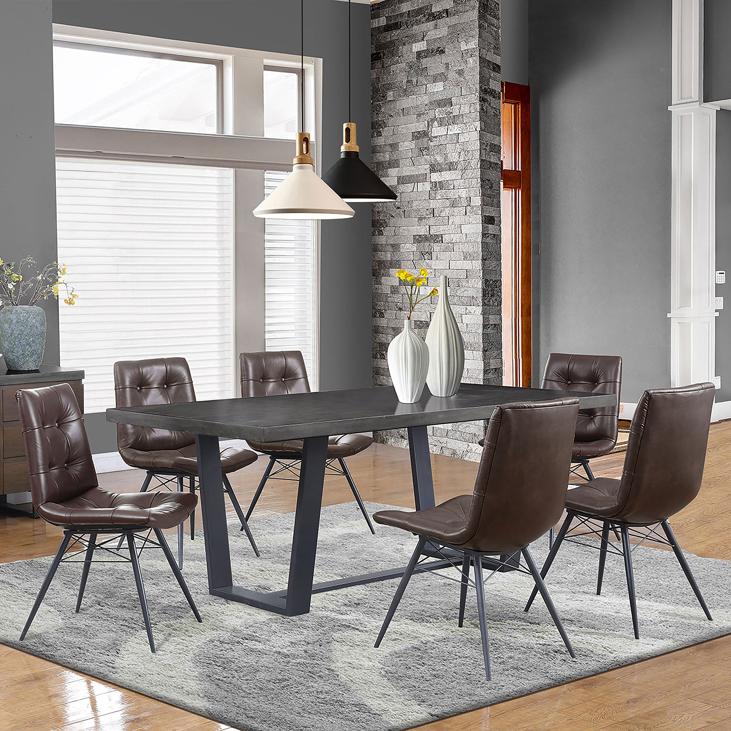 Aiken Faux Leather Upholstered Dining Side Chair Dark Brown (Set of 4) — view 12