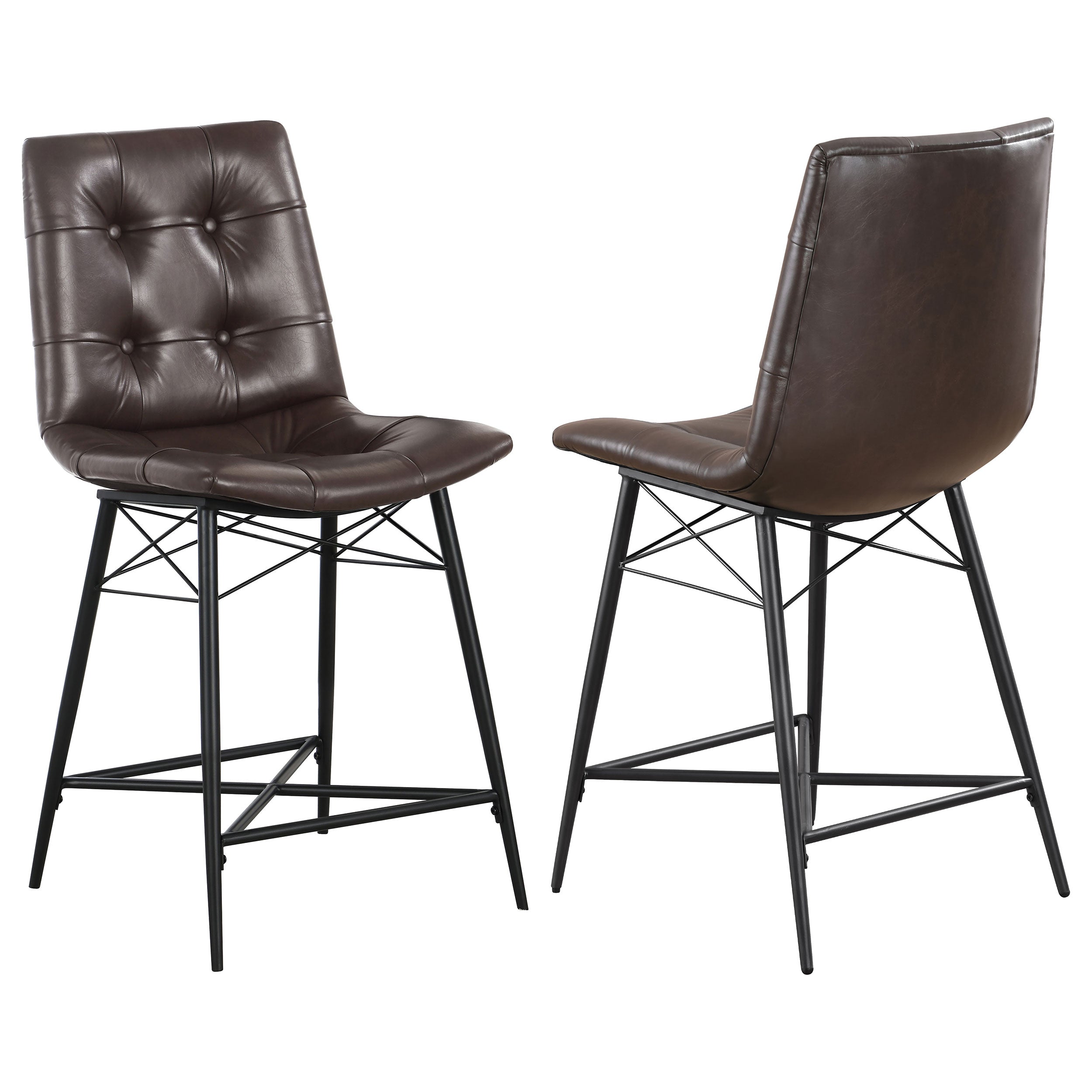 Aiken Upholstered Tufted Counter Chair Brown (Set of 2) — view 1