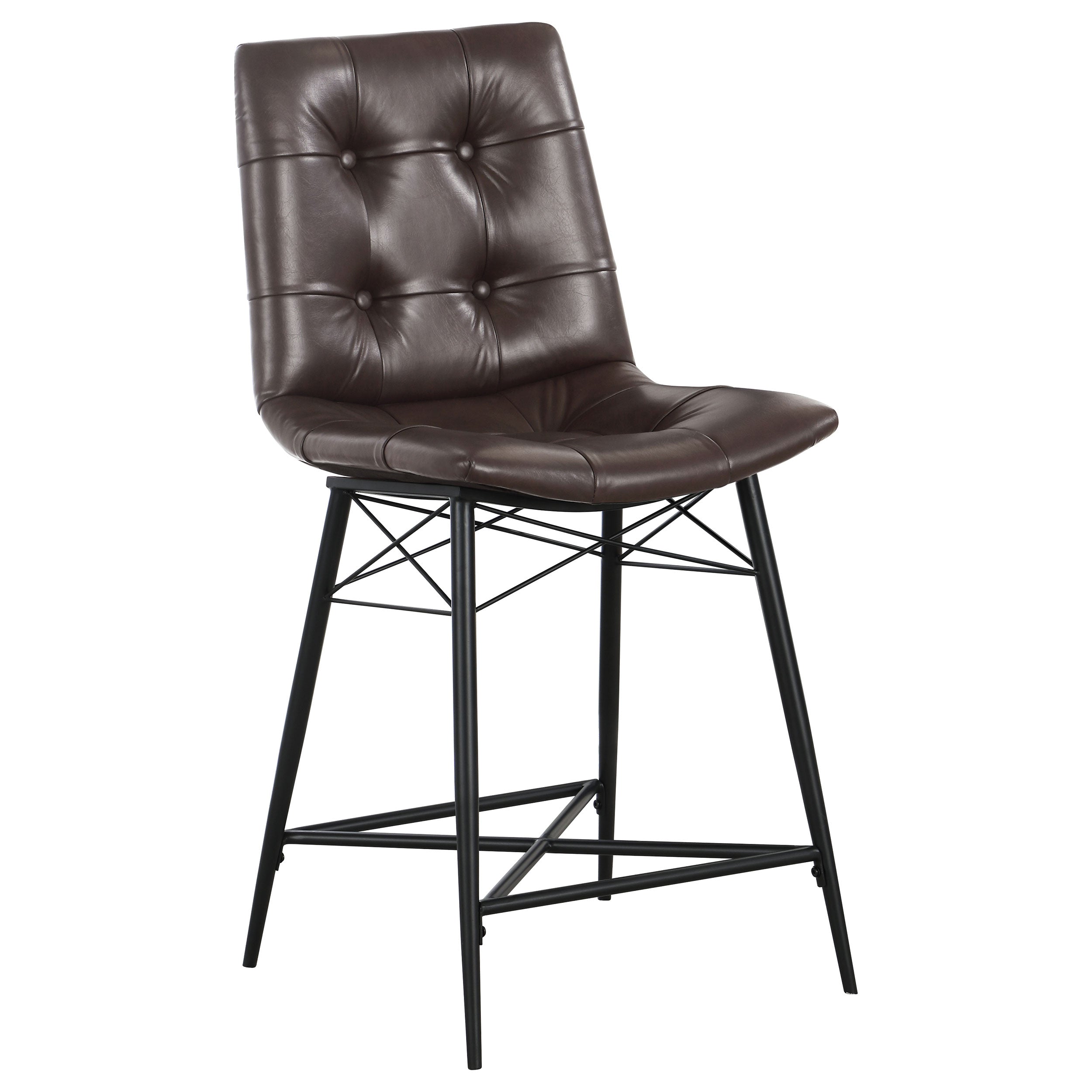 Aiken Upholstered Tufted Counter Chair Brown (Set of 2) — view 3