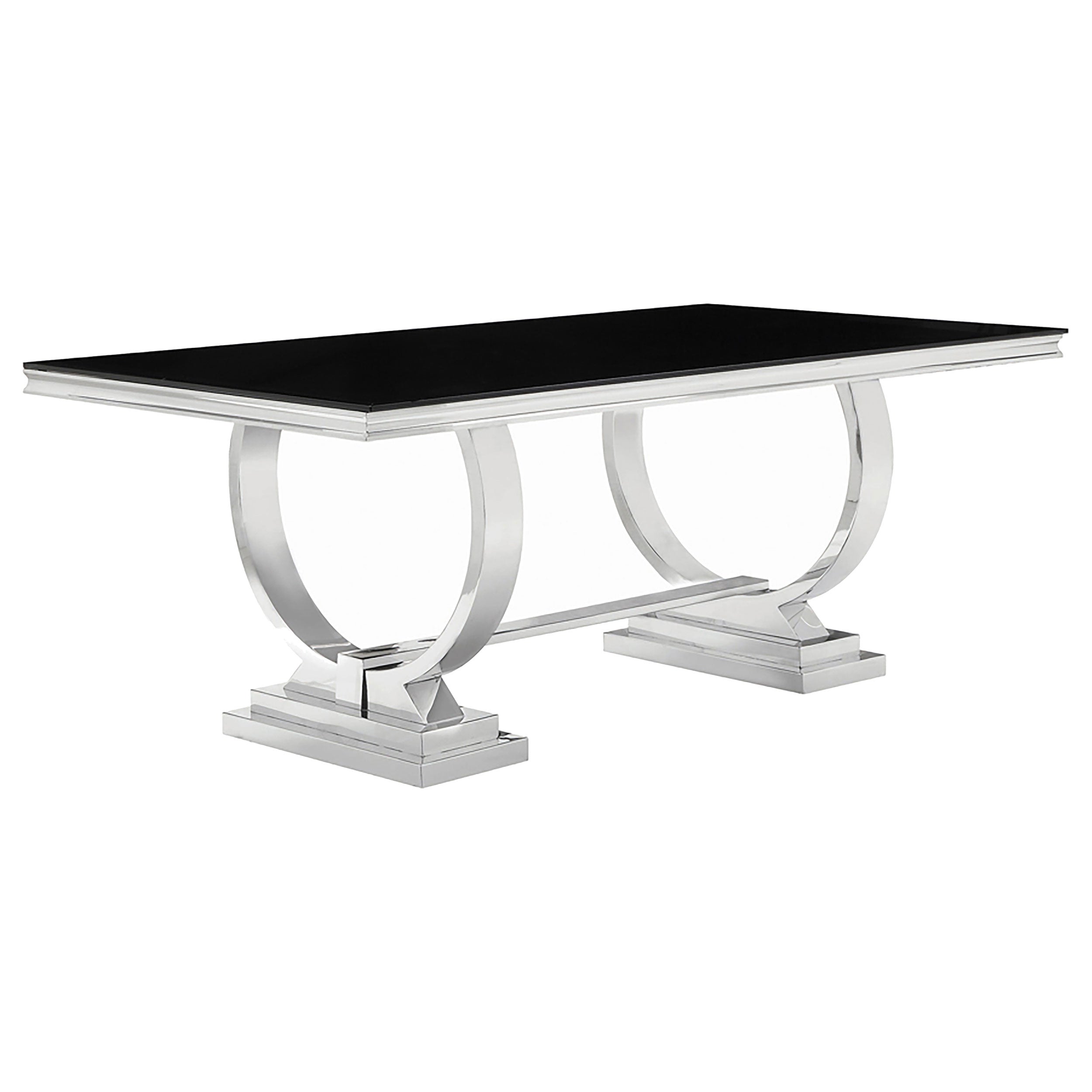 Antoine Rectangular 95-inch Glass Top Dining Table Black — view 1