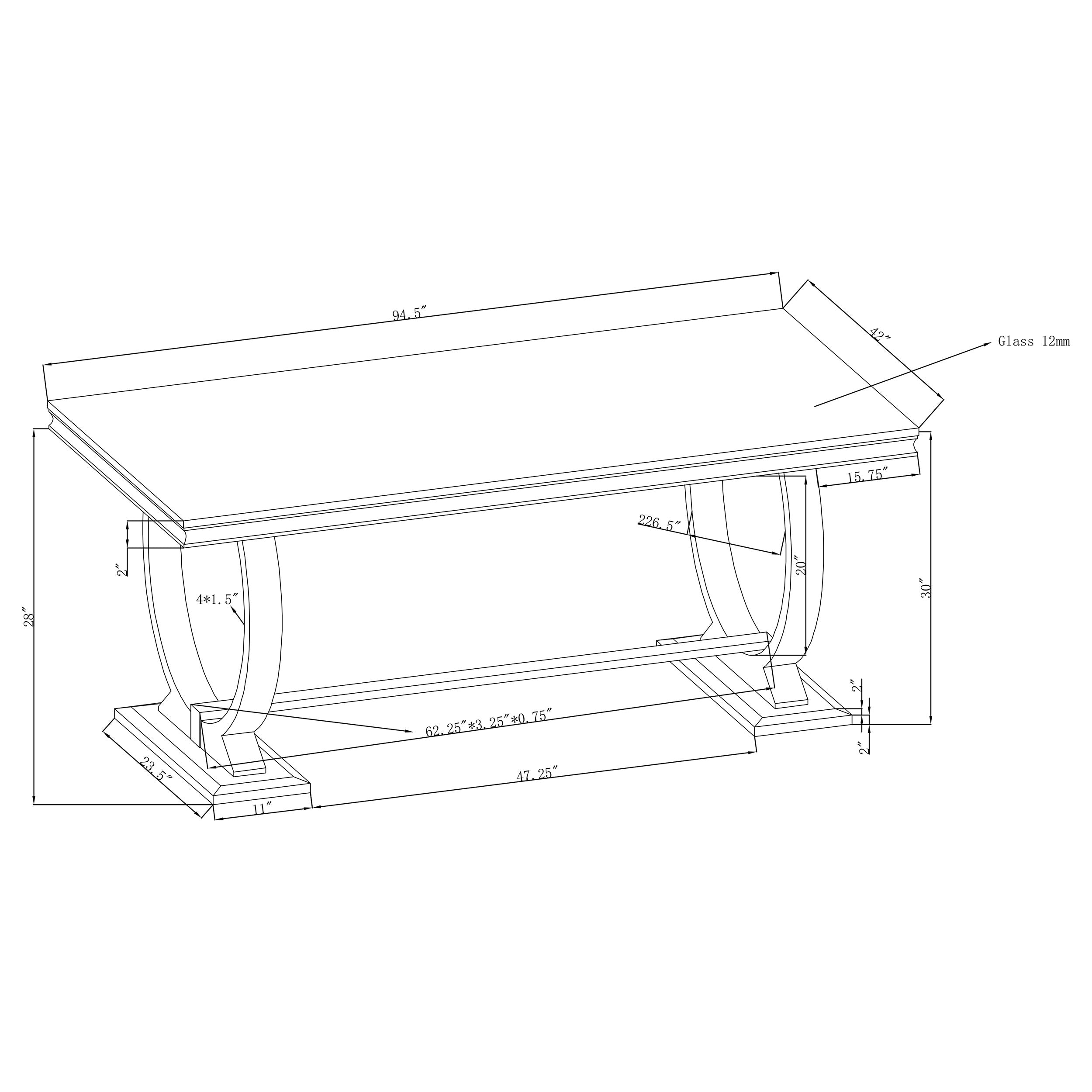 Antoine Rectangular 95-inch Glass Top Dining Table Black — view 3
