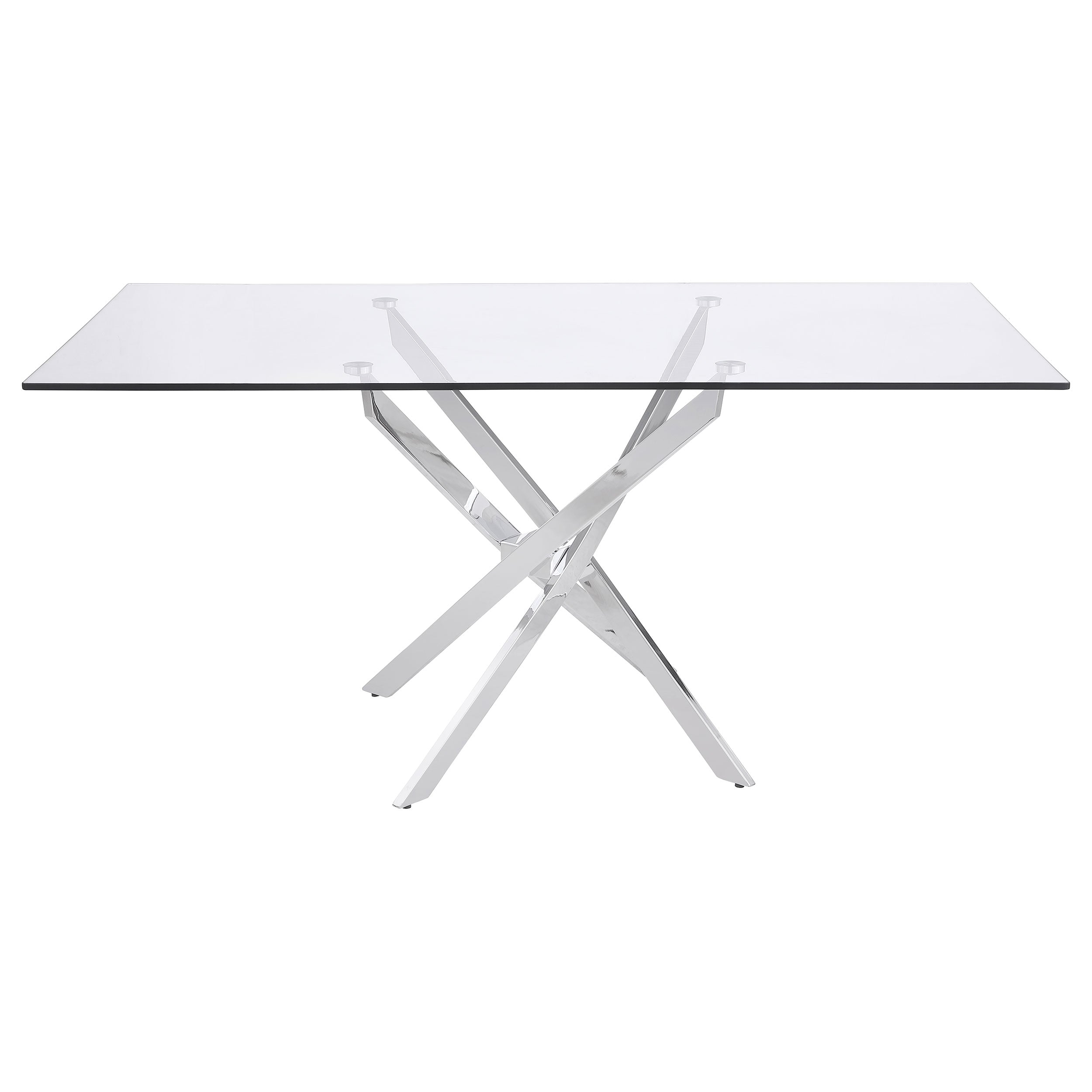 Carmelo Rectangular 66-inch Glass Top Dining Table Chrome — view 3