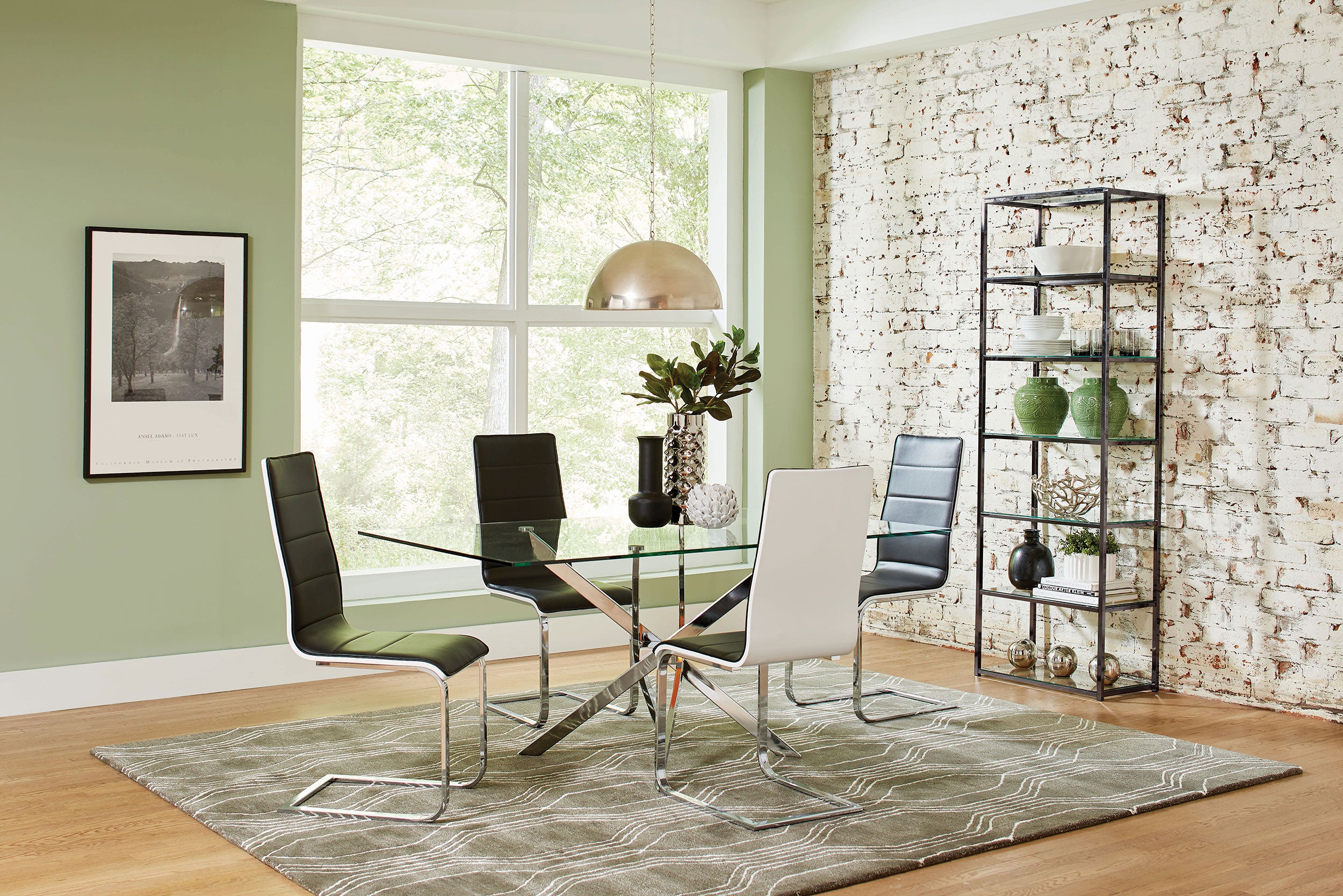 Carmelo Rectangular 66-inch Glass Top Dining Table Chrome — view 7