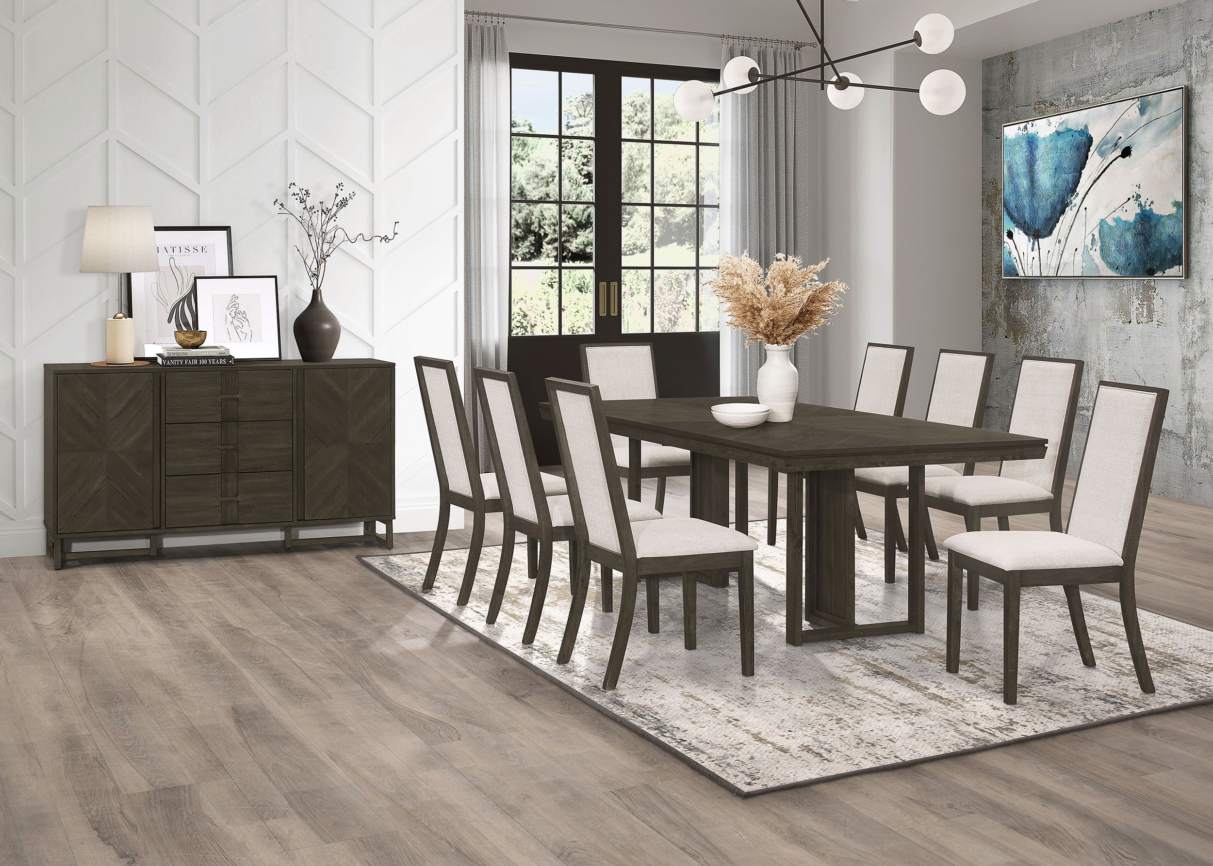 Kelly Upholstered Dining Side Chair Dark Grey (Set of 2) — view 11