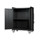 2 Door Tool Cabinets For Garage, Lockable Garage Storage Cabinet, Locking Storage Cabinet With Wheels, Rolling Tool Chest - Black